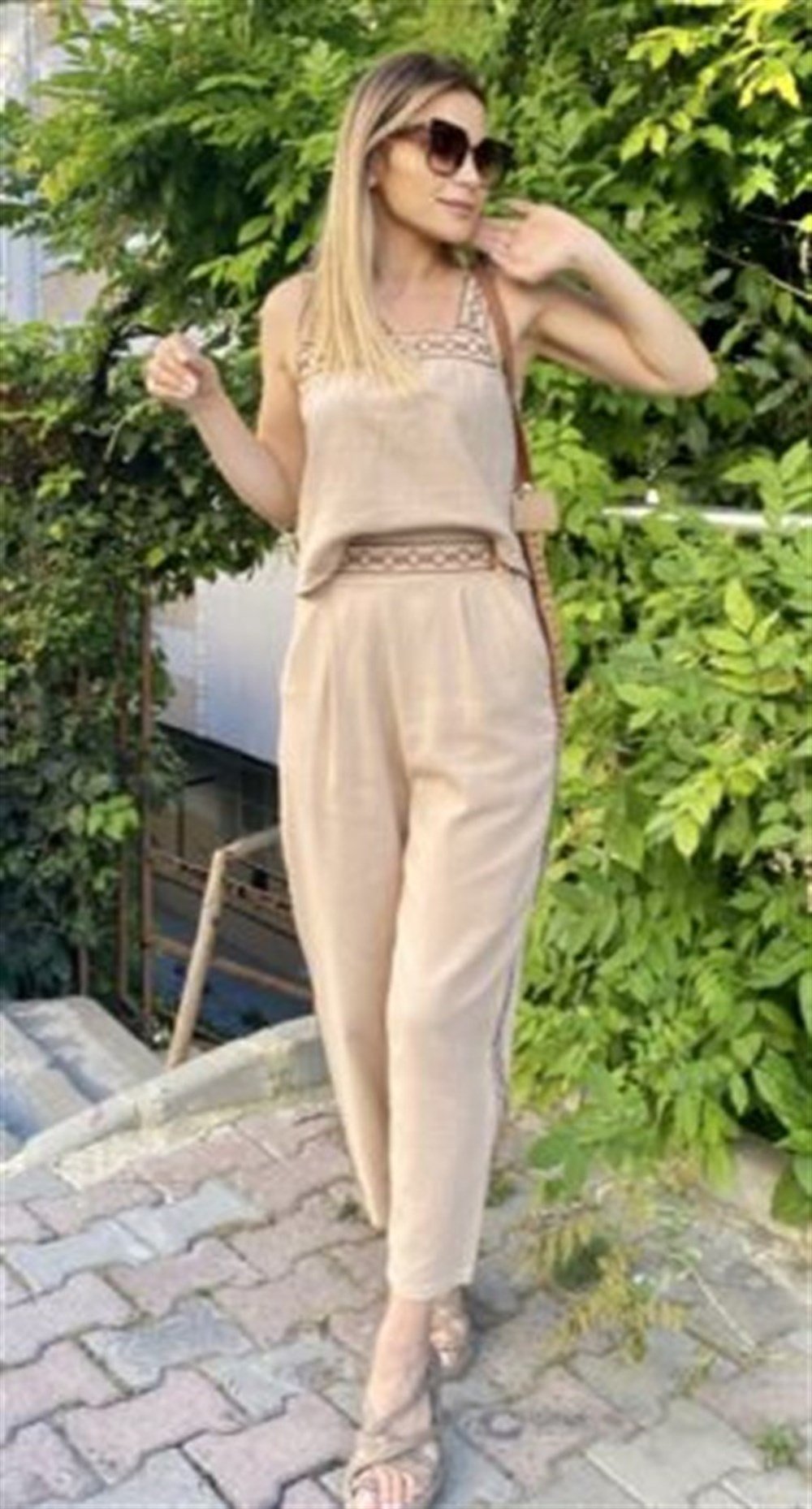 FC Bej Boncuk İşleme Müslin Takım