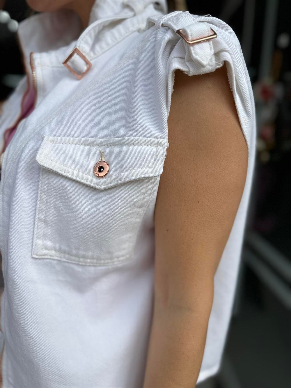 FC Ekru Rose Gold Düğme Yelek 