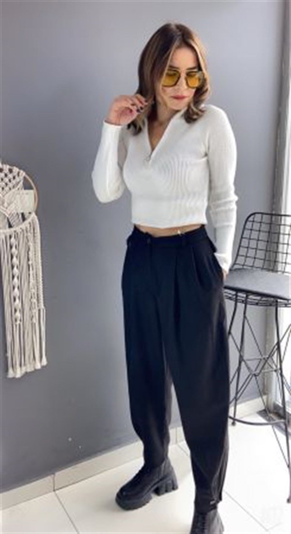 GABARDİN KUMAŞ ŞALVAR MODEL SİYAH PANTOLON