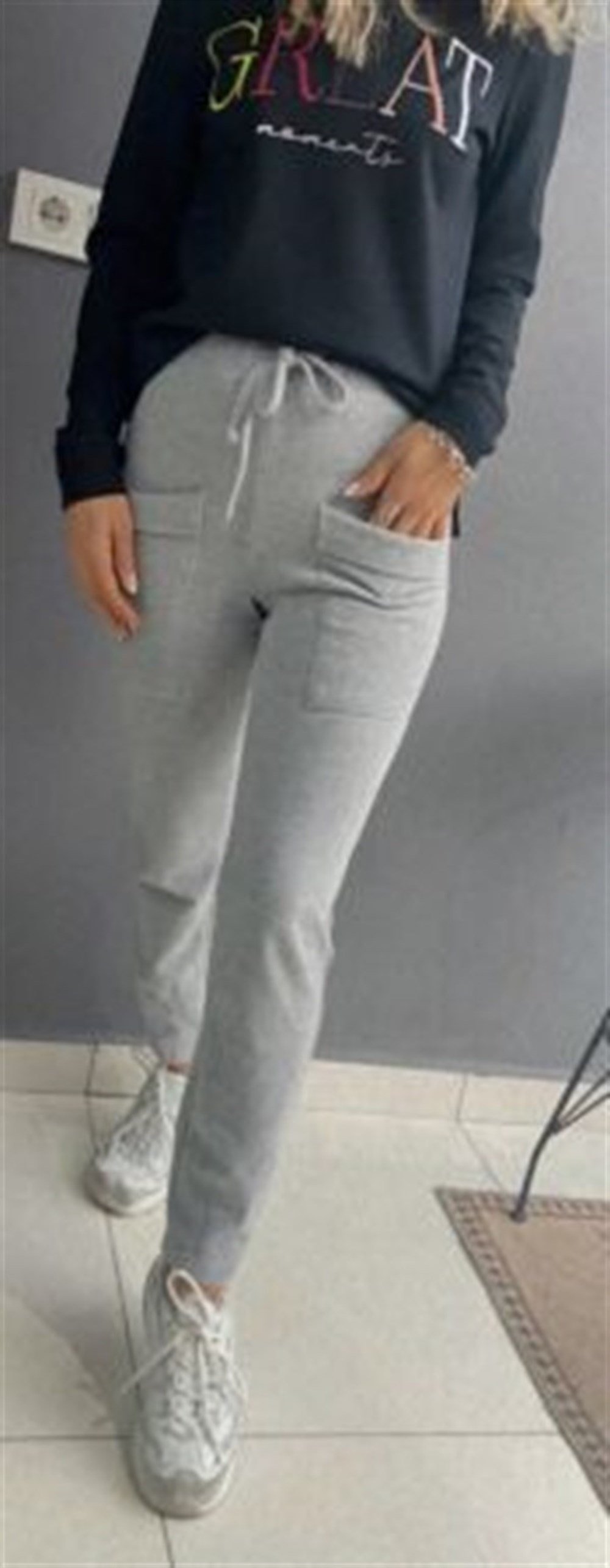 GRİ ÖNDEN CEPLİ EŞOFMAN 