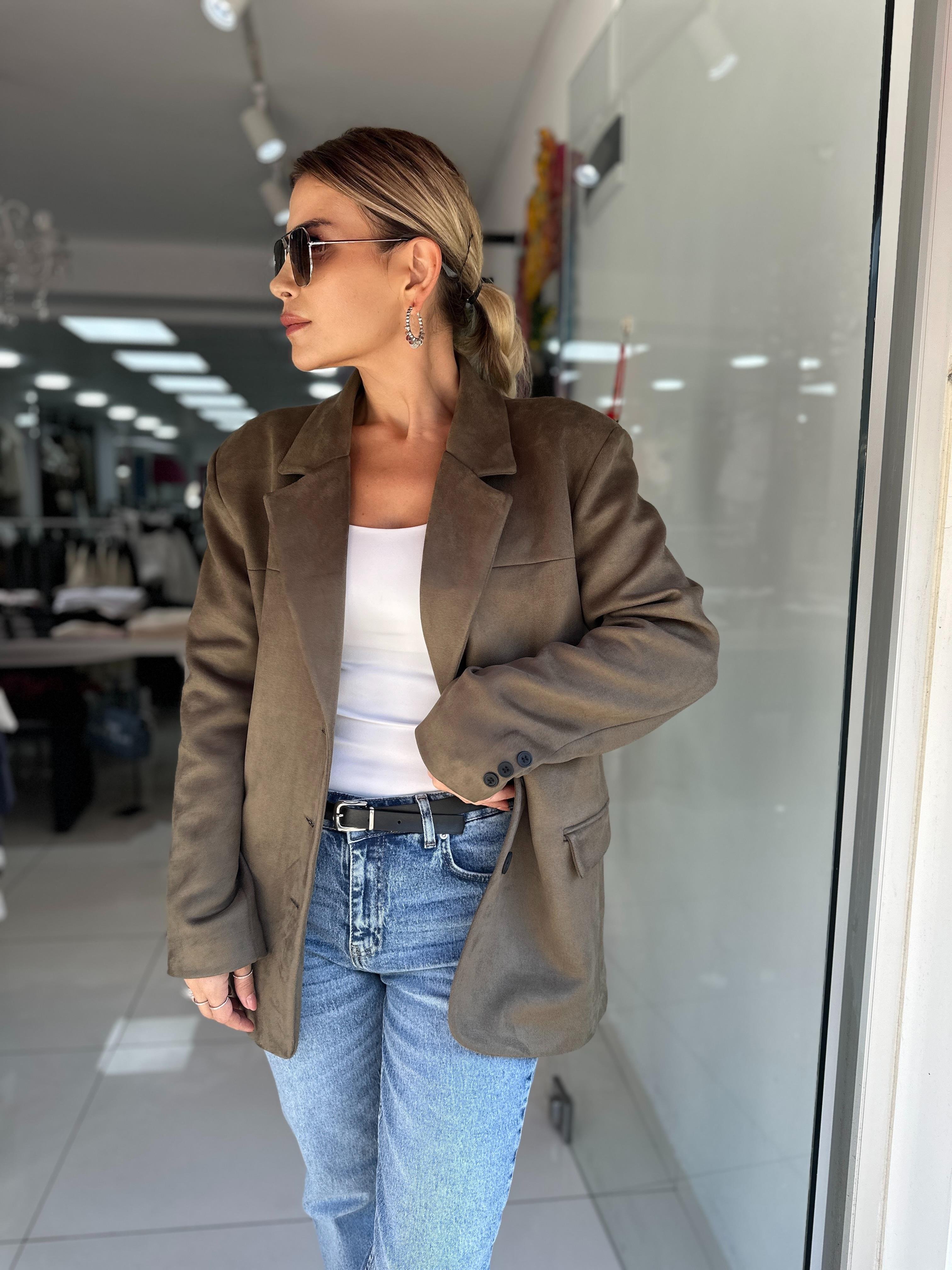 Haki Süet Blazer 