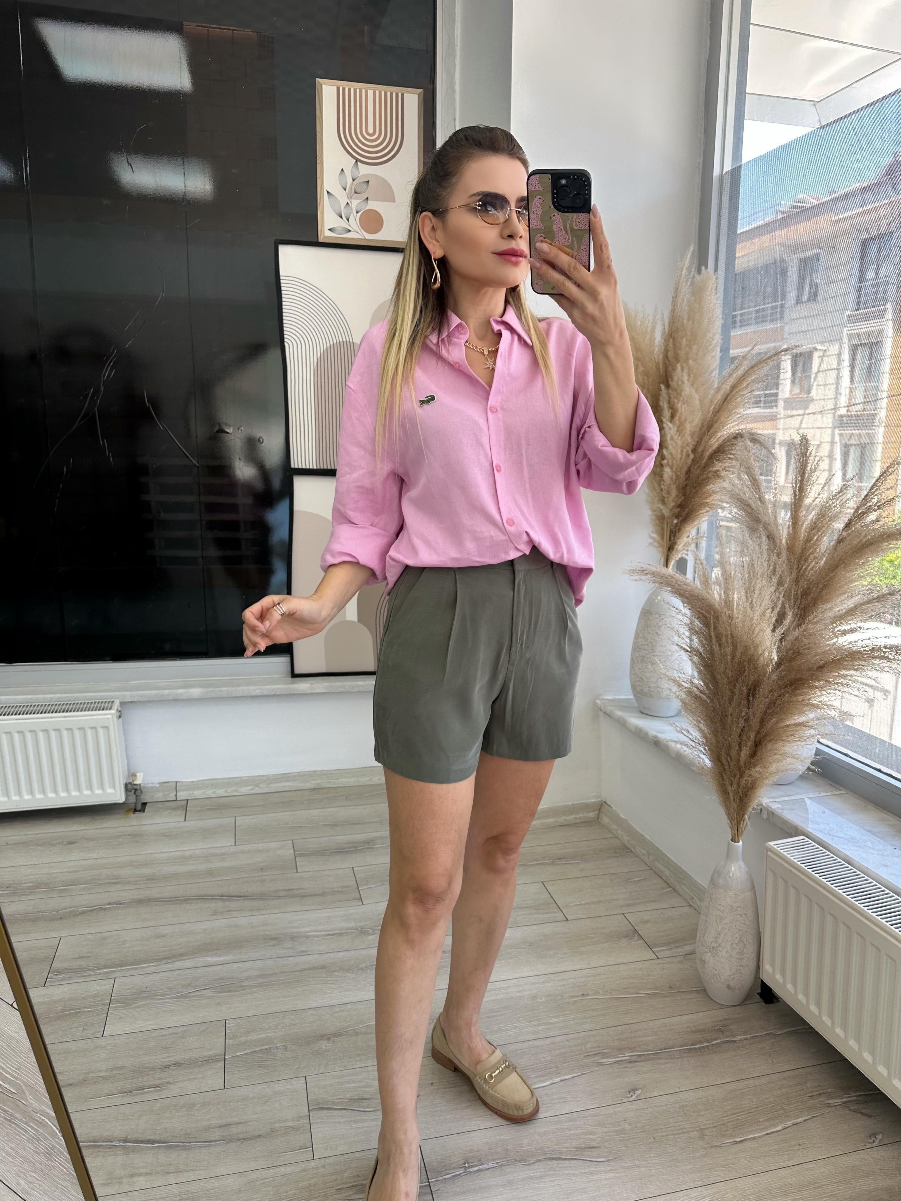 Haki Tensel Kumaş Şort