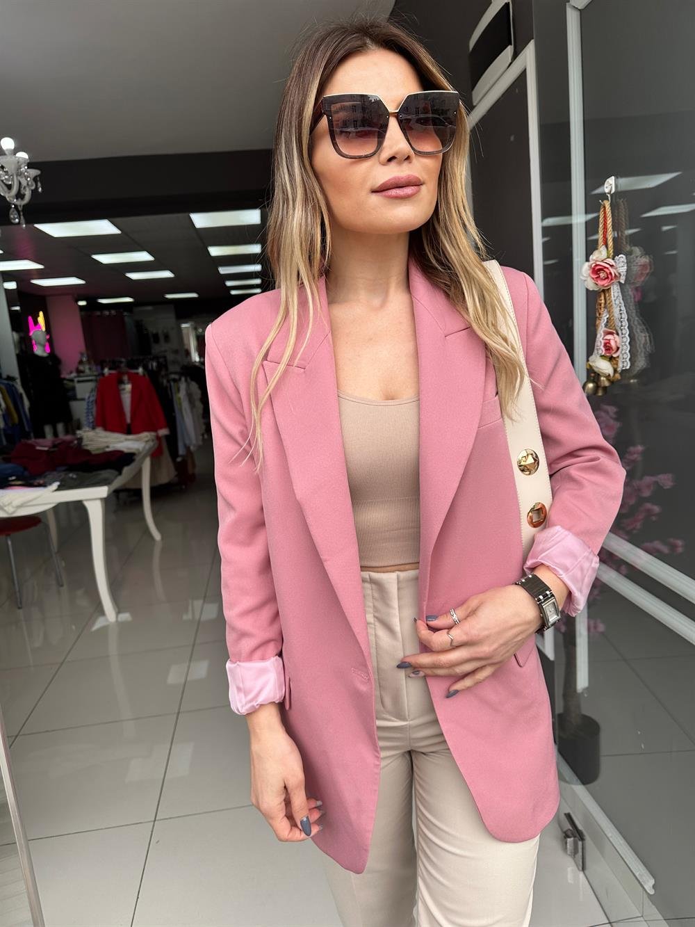 HF Gül Kurusu Oversize Blazer Ceket
