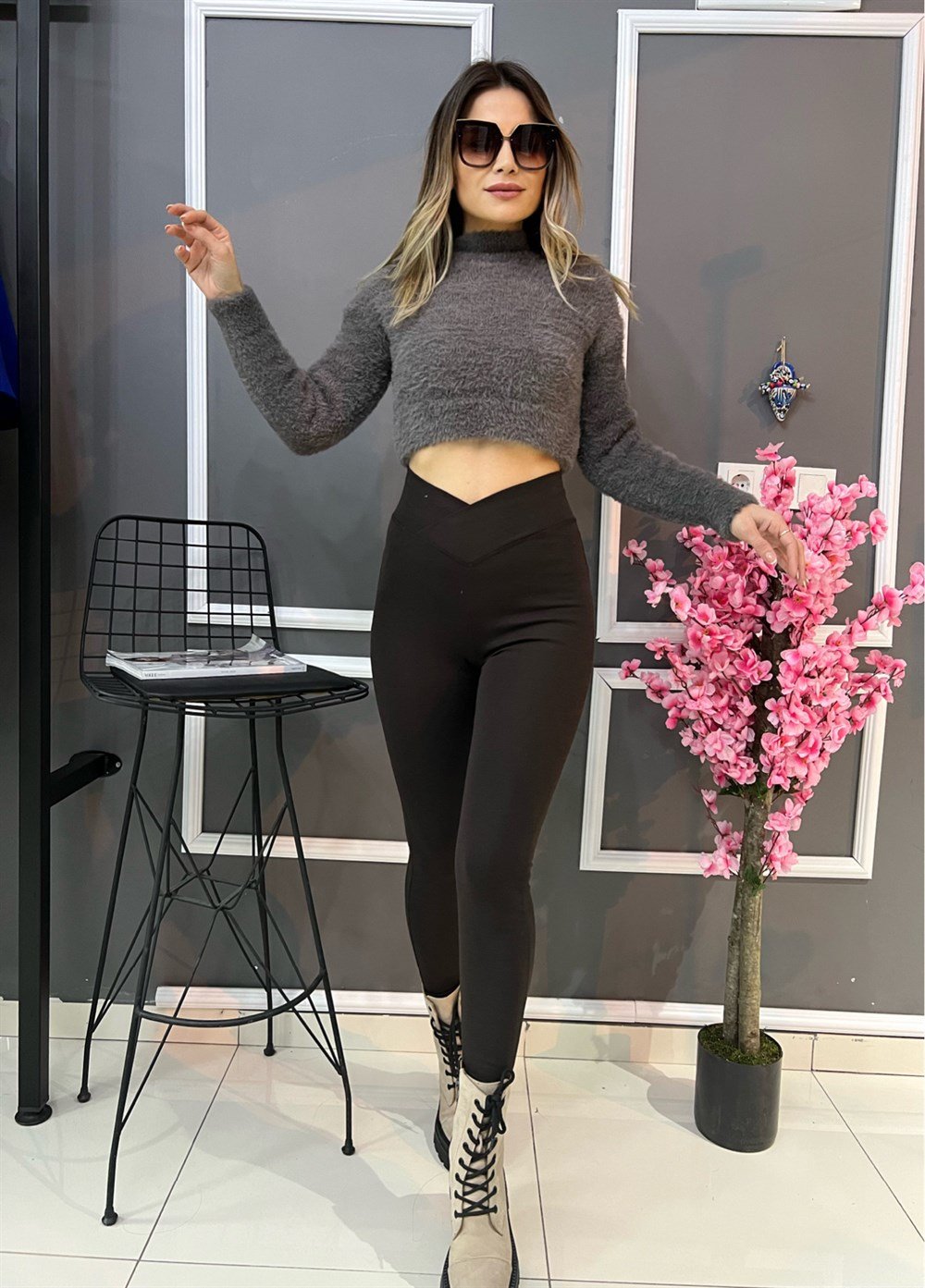 IB Acı Kahve Bel Detay Tayt