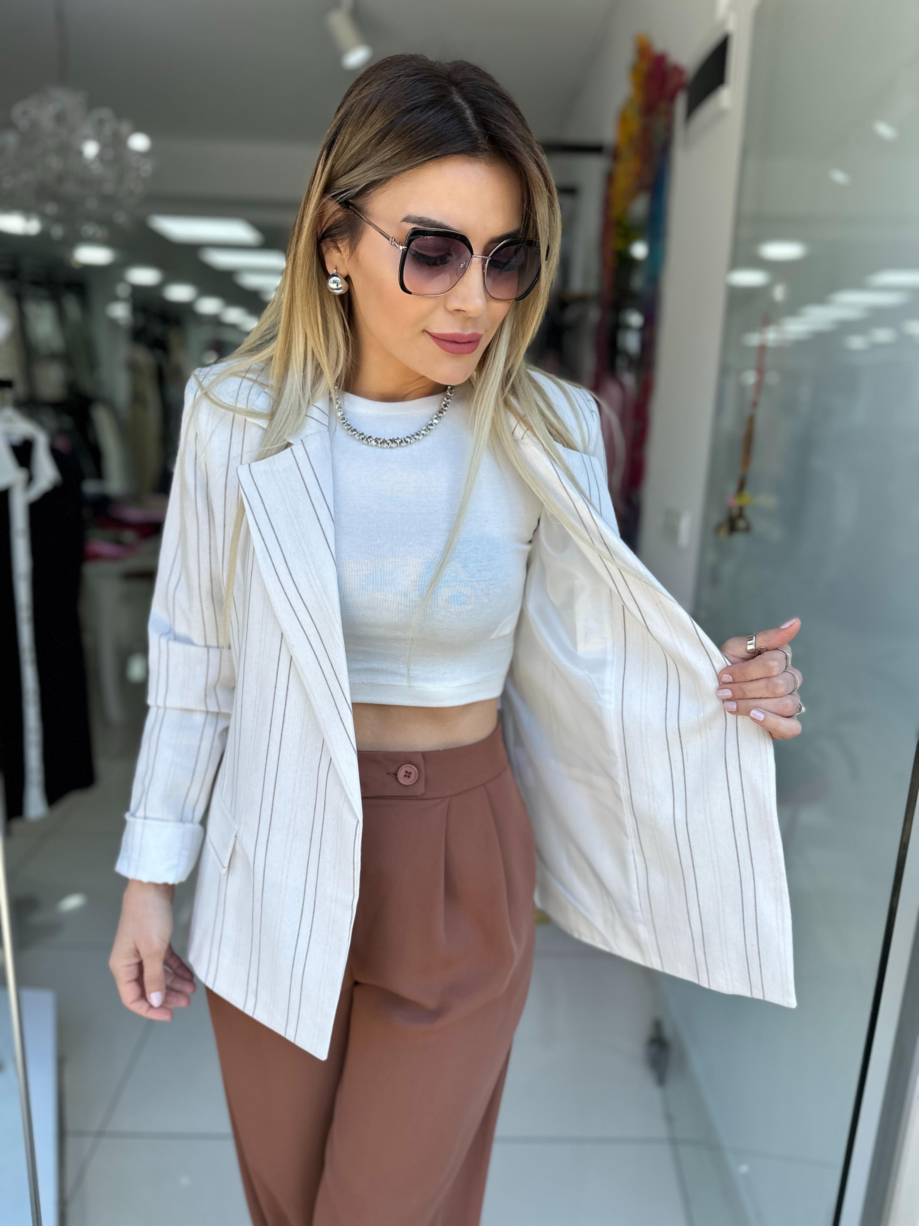 İç Astarlı Keten Blazer 