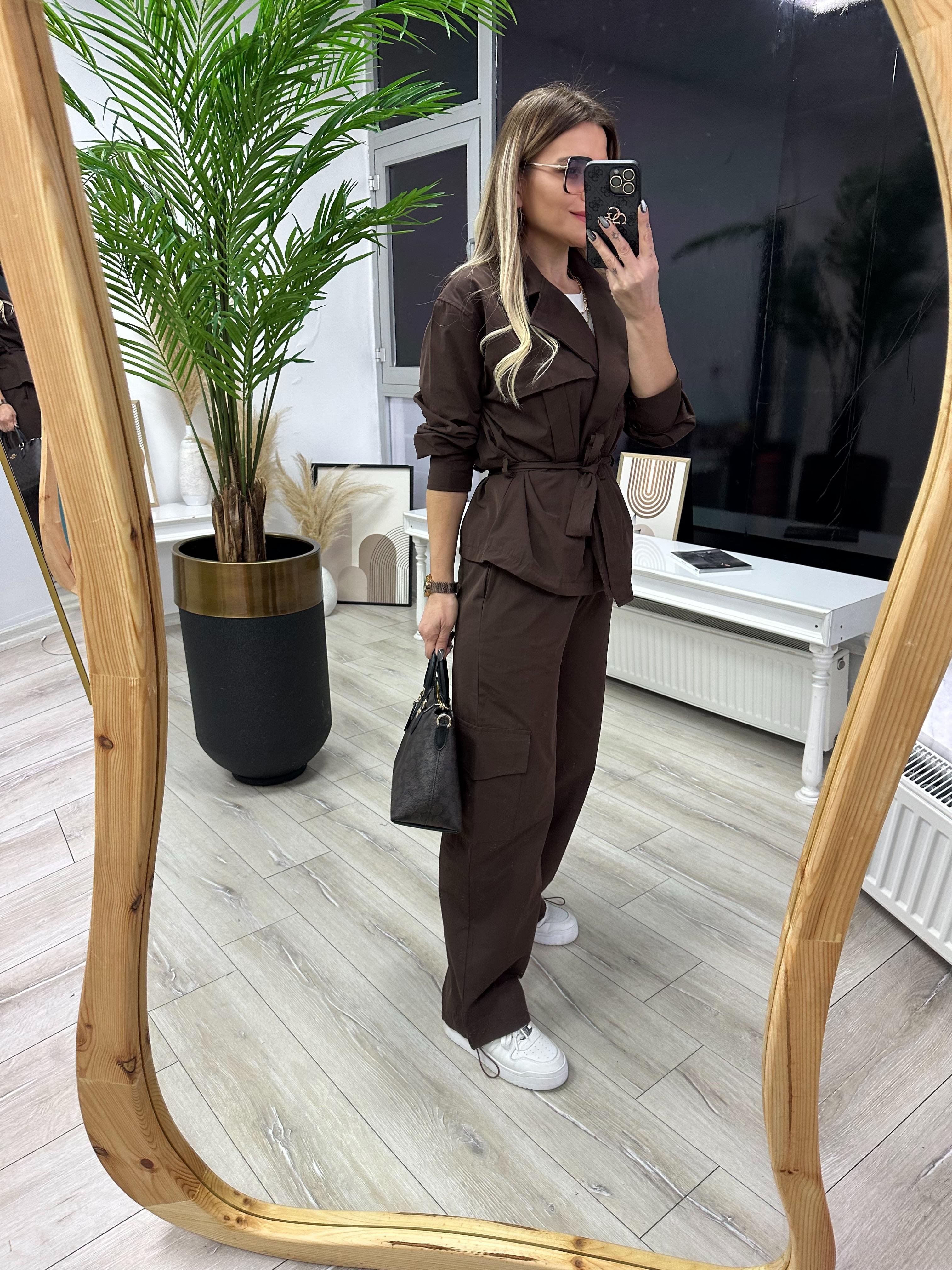 Kahve Ceket Kargo Pantolon Takım