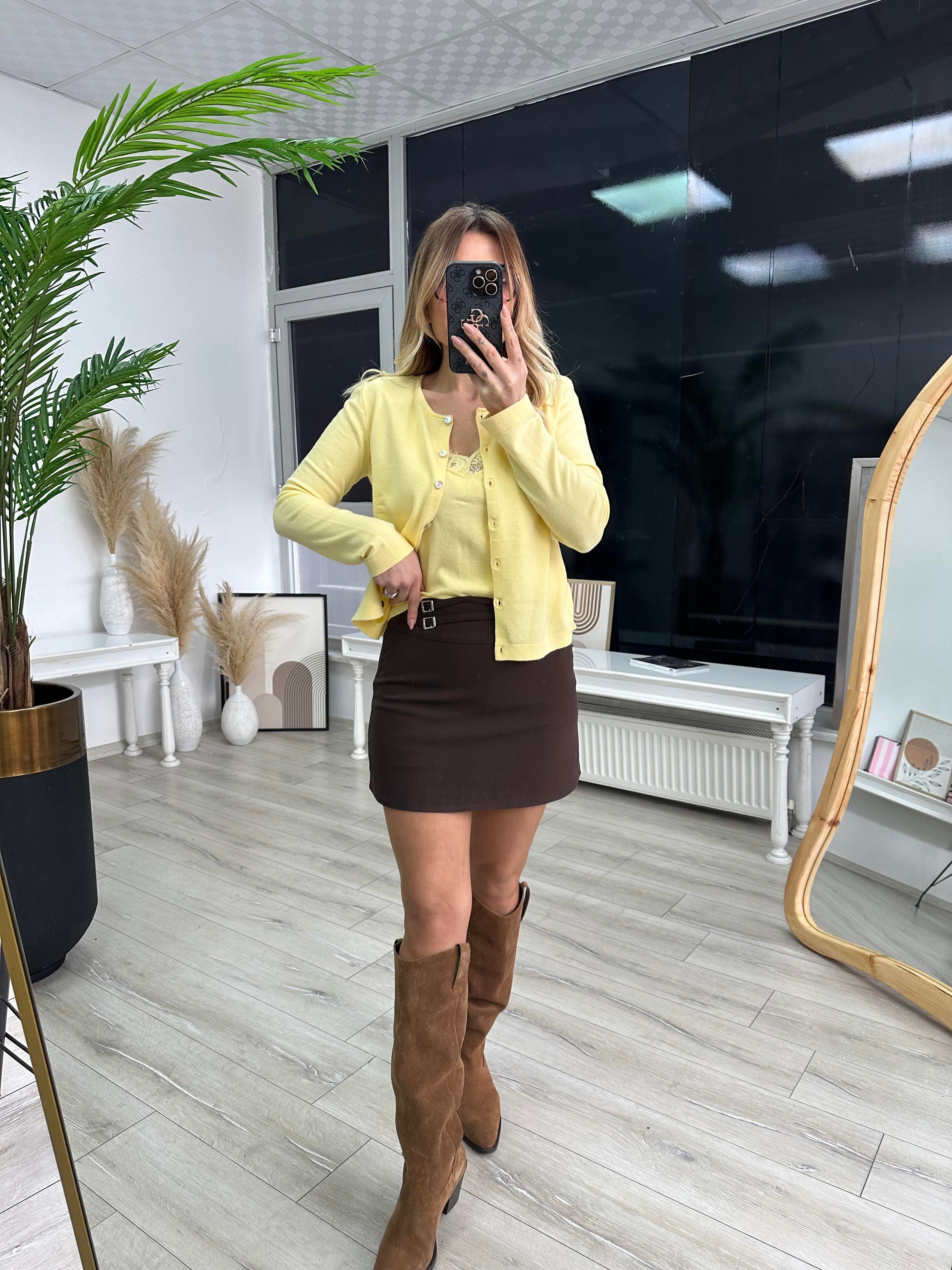 Kahve İçi Şortlu Etek 