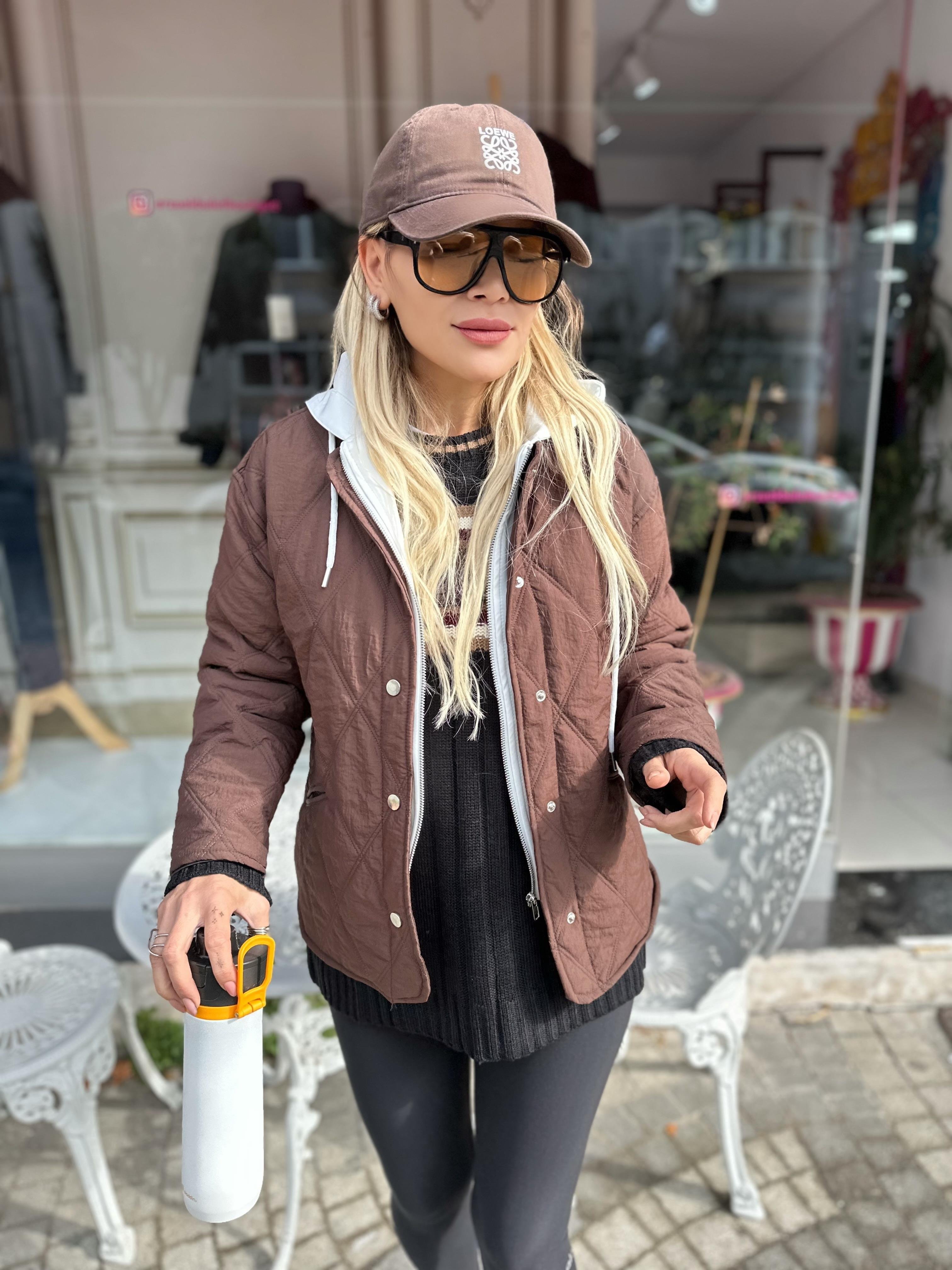 Kahve Kapişonlu Mont