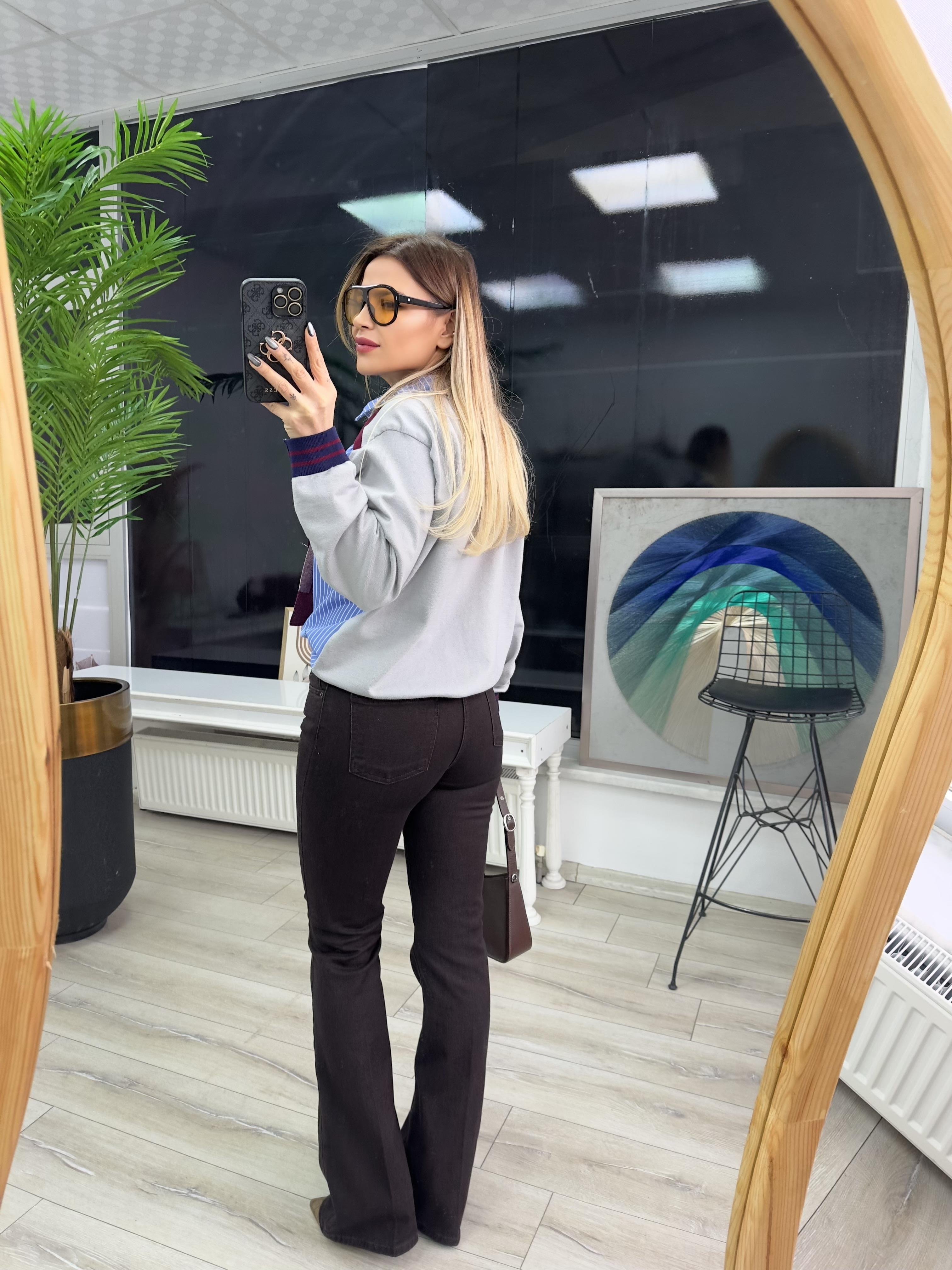 Kahve Kemerli Likralı Jean