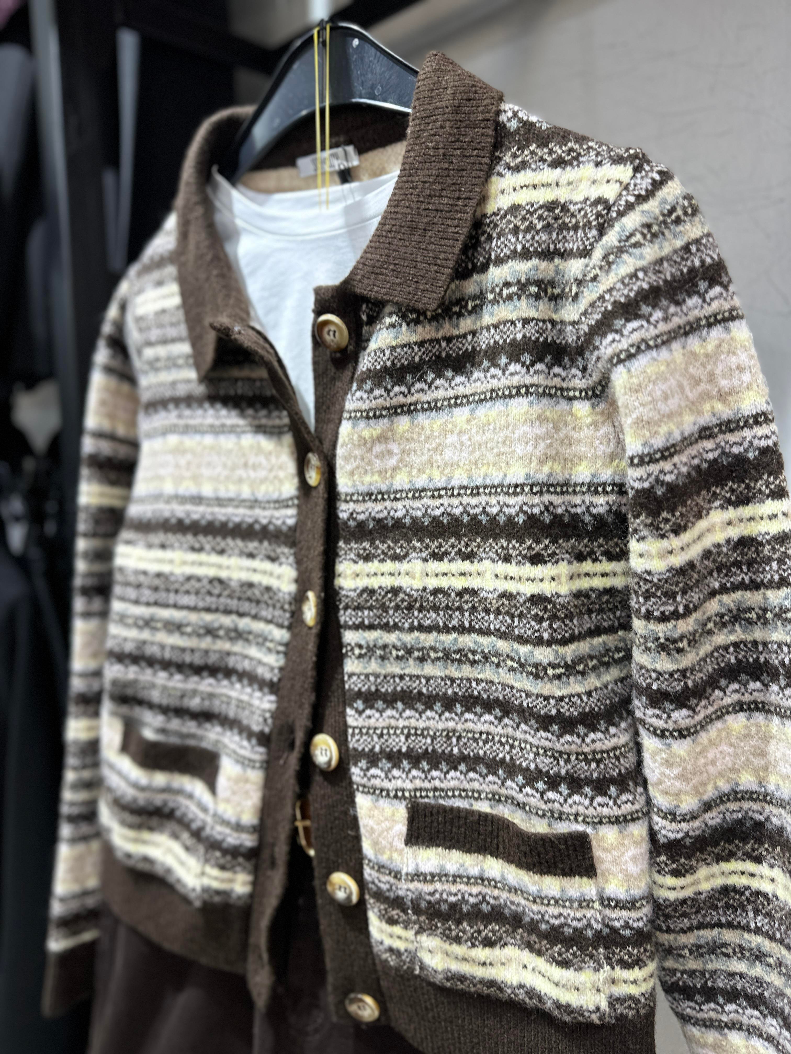 Kahve Oslo Etnik Desen Hırka