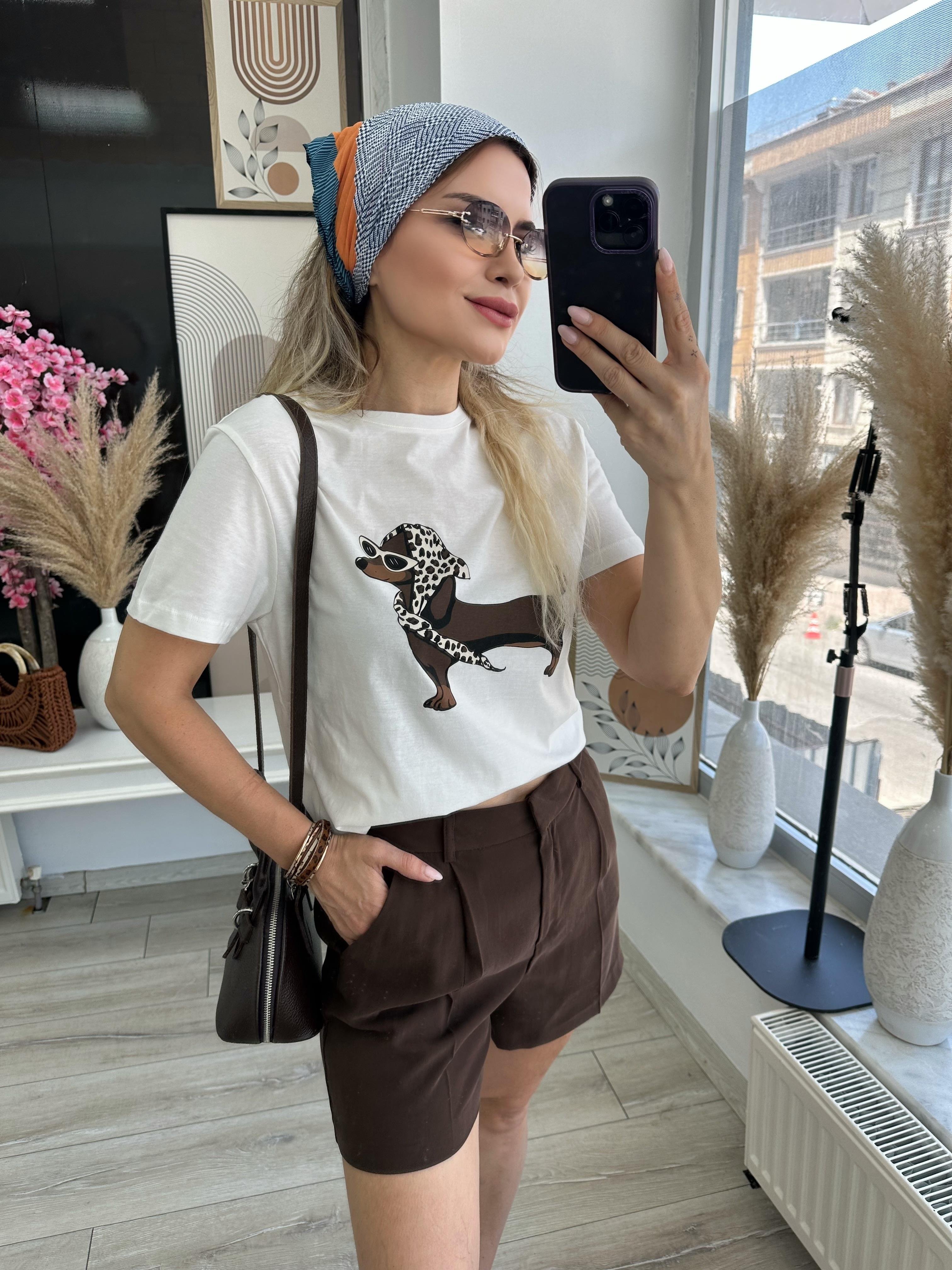 Kahverengi Tensel Kumaş Şort