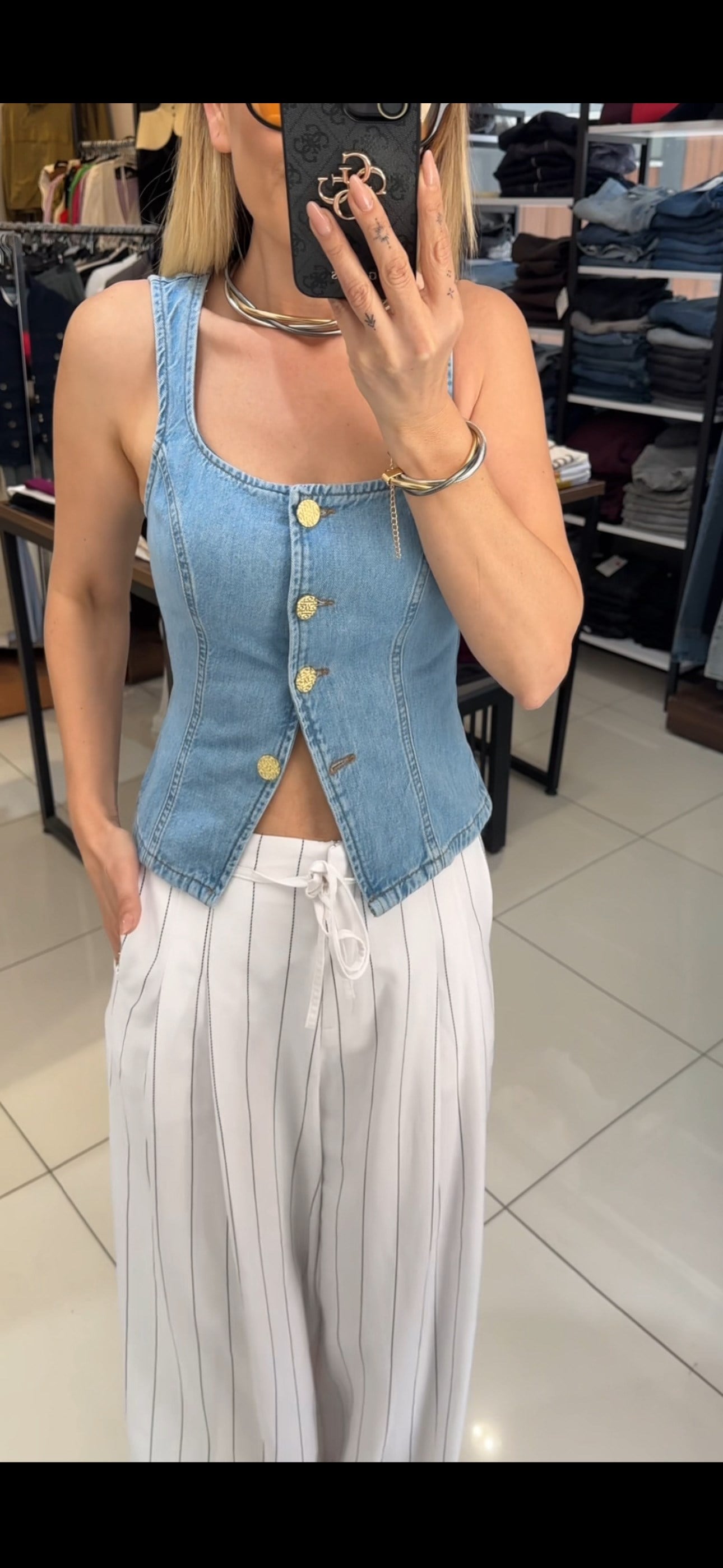 Keten Karışımlı Pens Detaylı Geniş Paça Pantolon