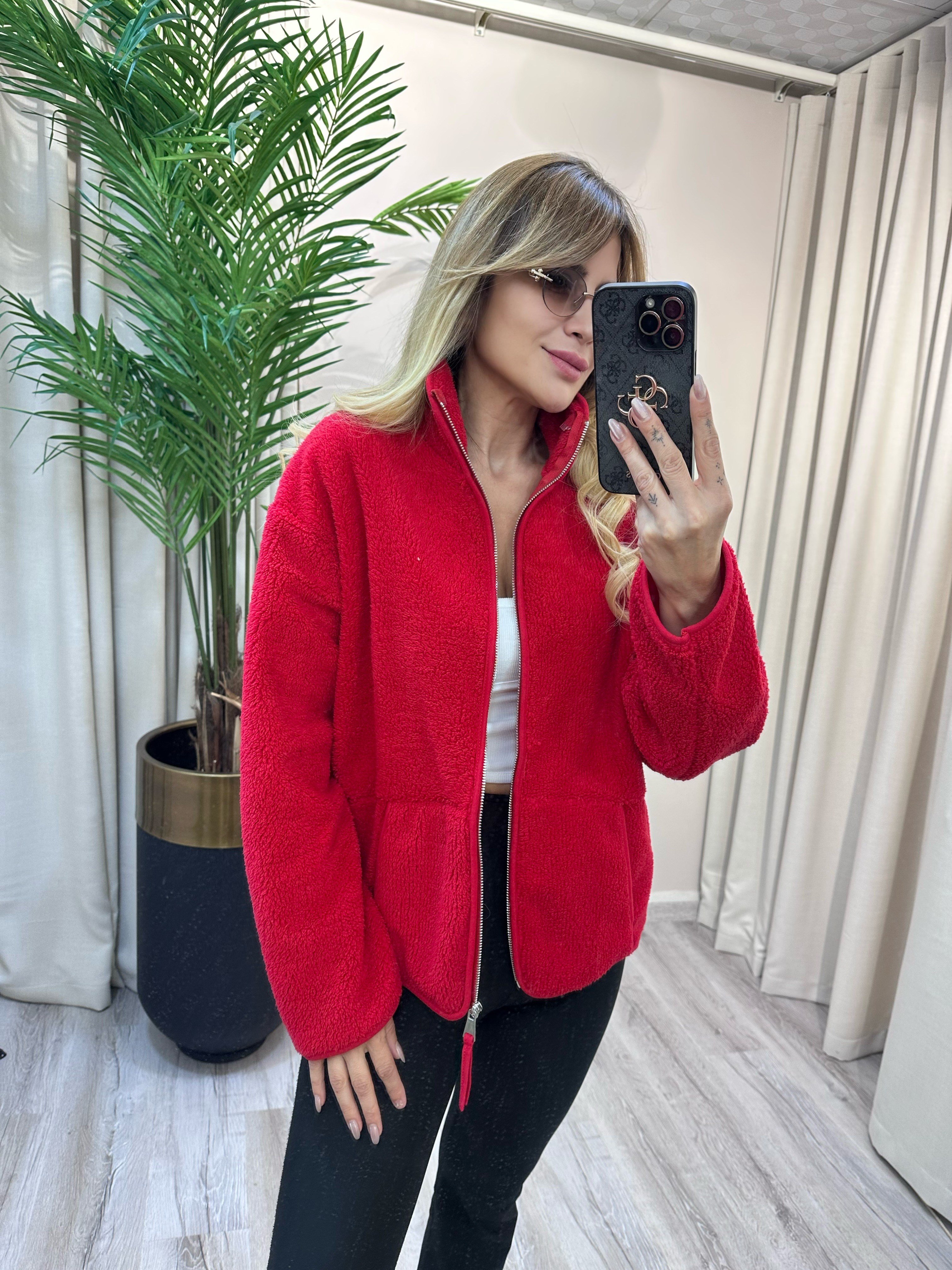 Kırmızı Peluş Ceket