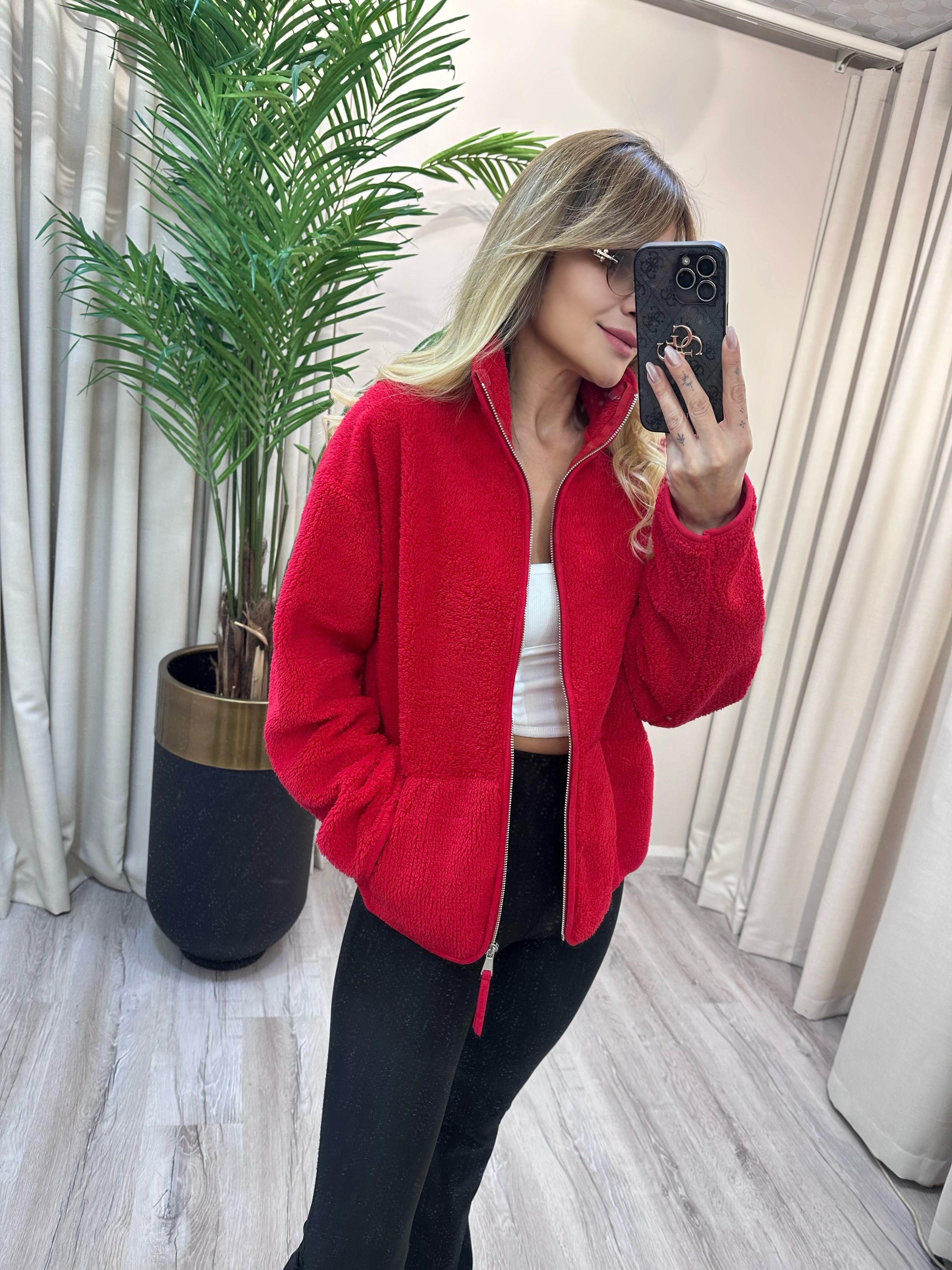 Kırmızı Peluş Ceket