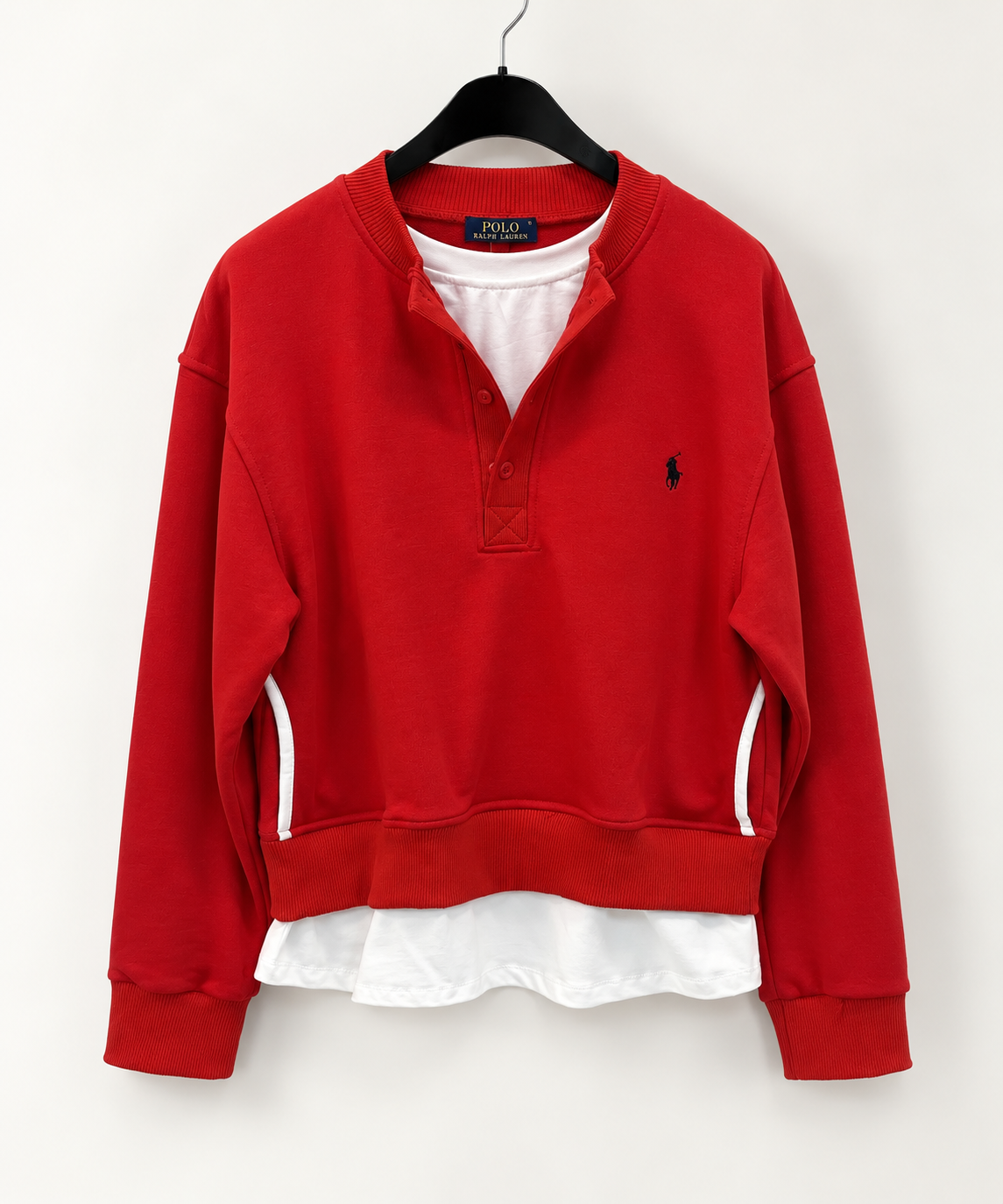 Kırmızı T-shirt Detaylı Sweat 