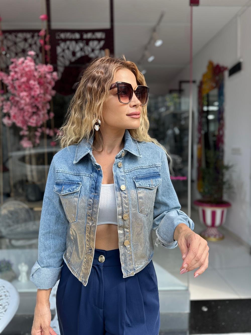 Kısa Jean Jeket 