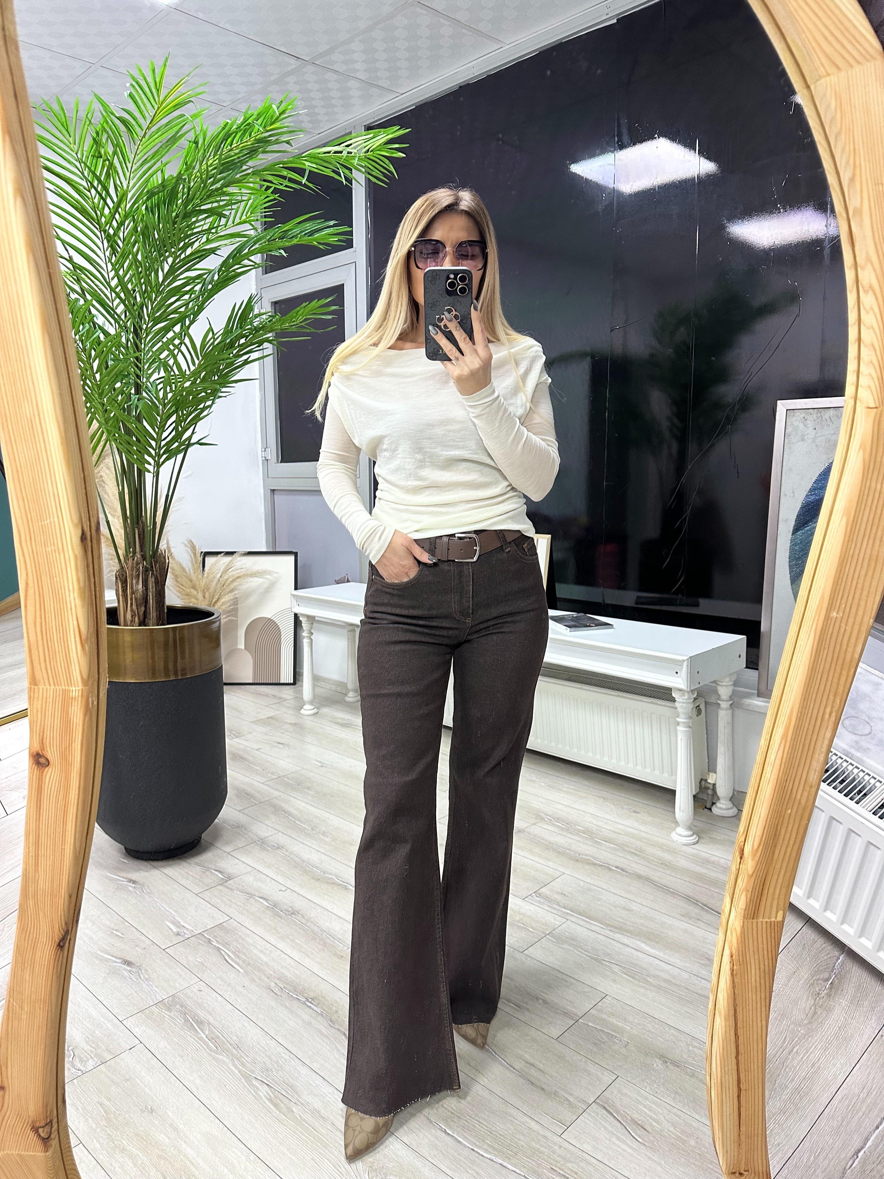 KR Kahverengi Push Up Jean