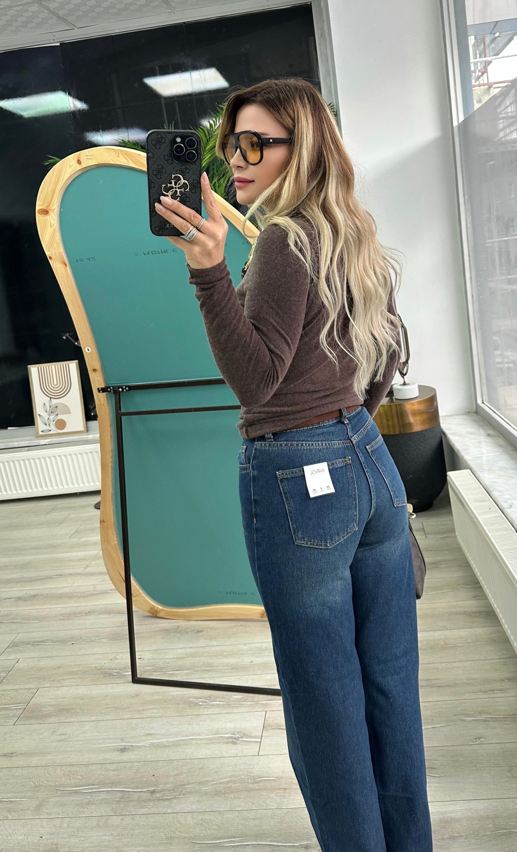 KR Kemerli Lacivert Jean 
