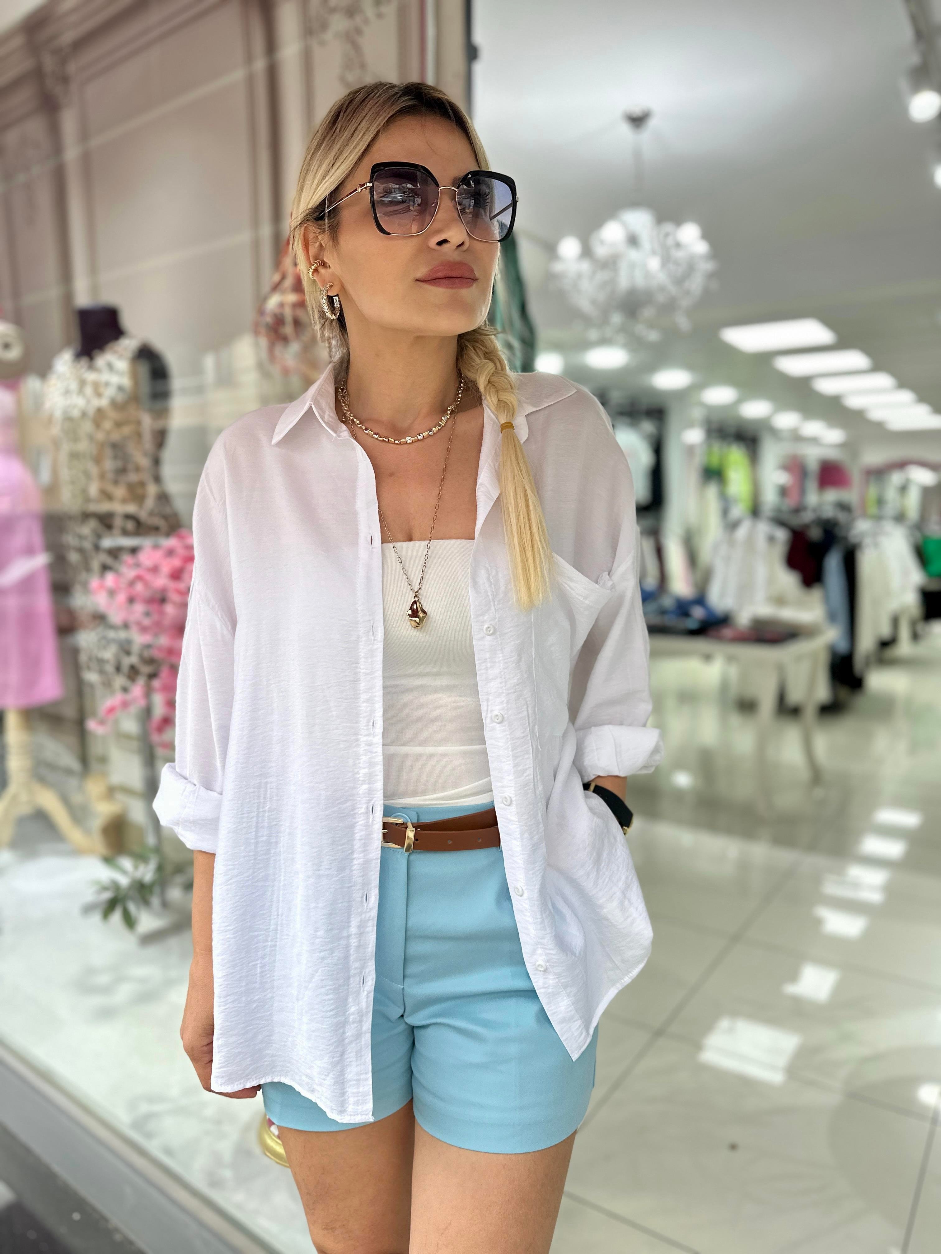 KR Kemerli Mavi Şort