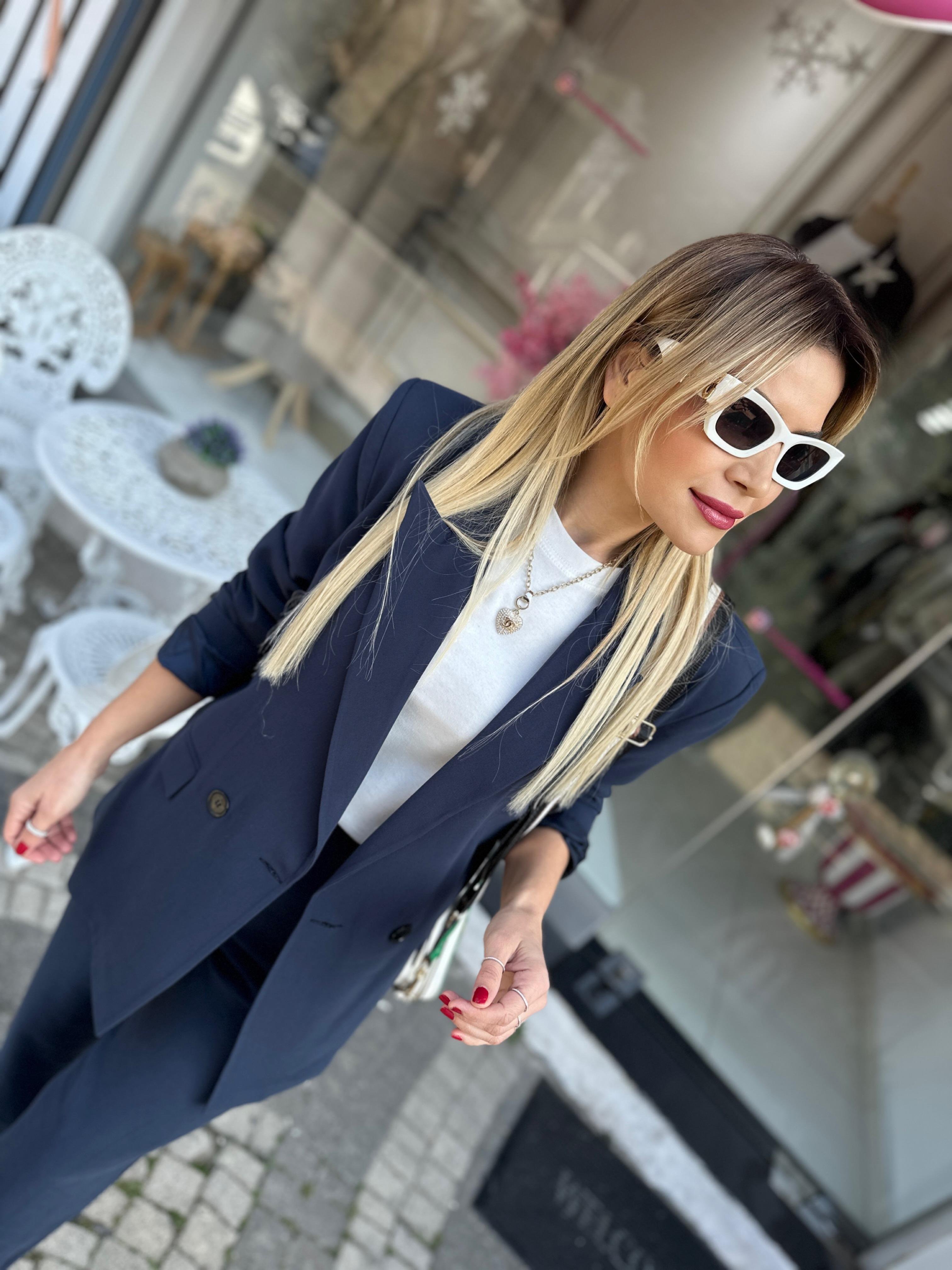 Lacivert Blazer Ceketli Takım 