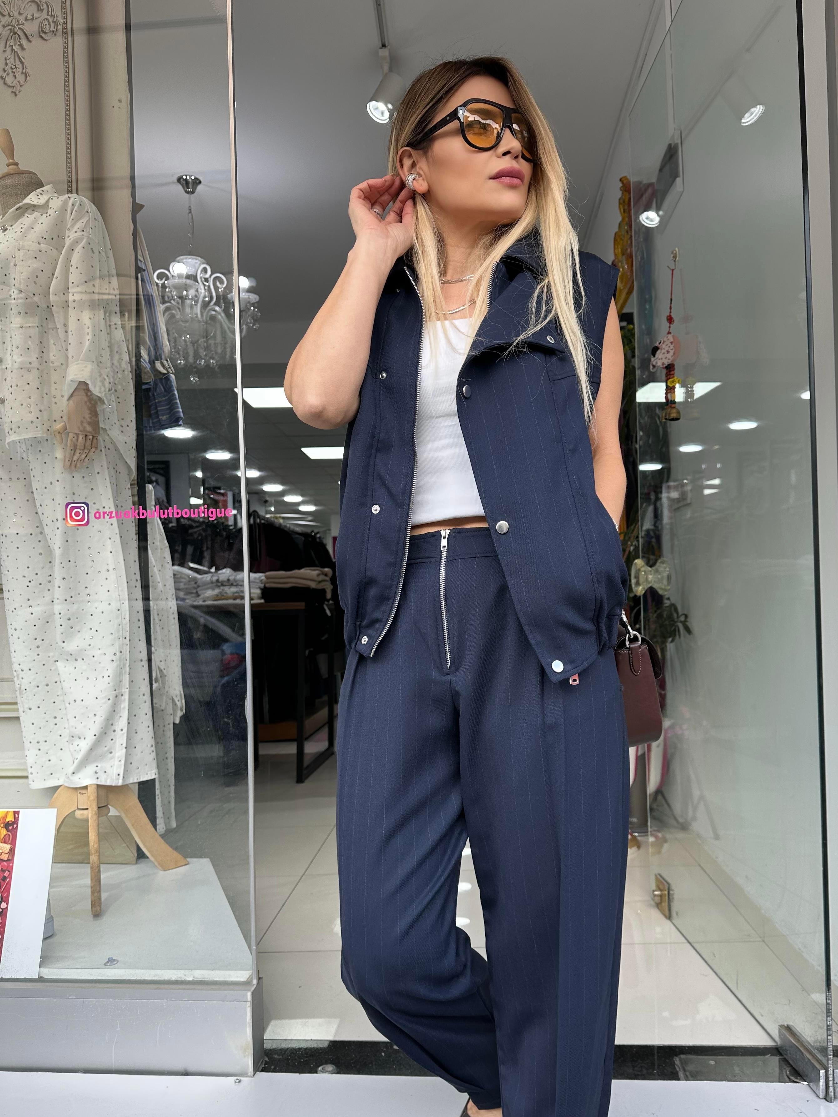 Lacivert Bomber Yelek Pantolon Takım
