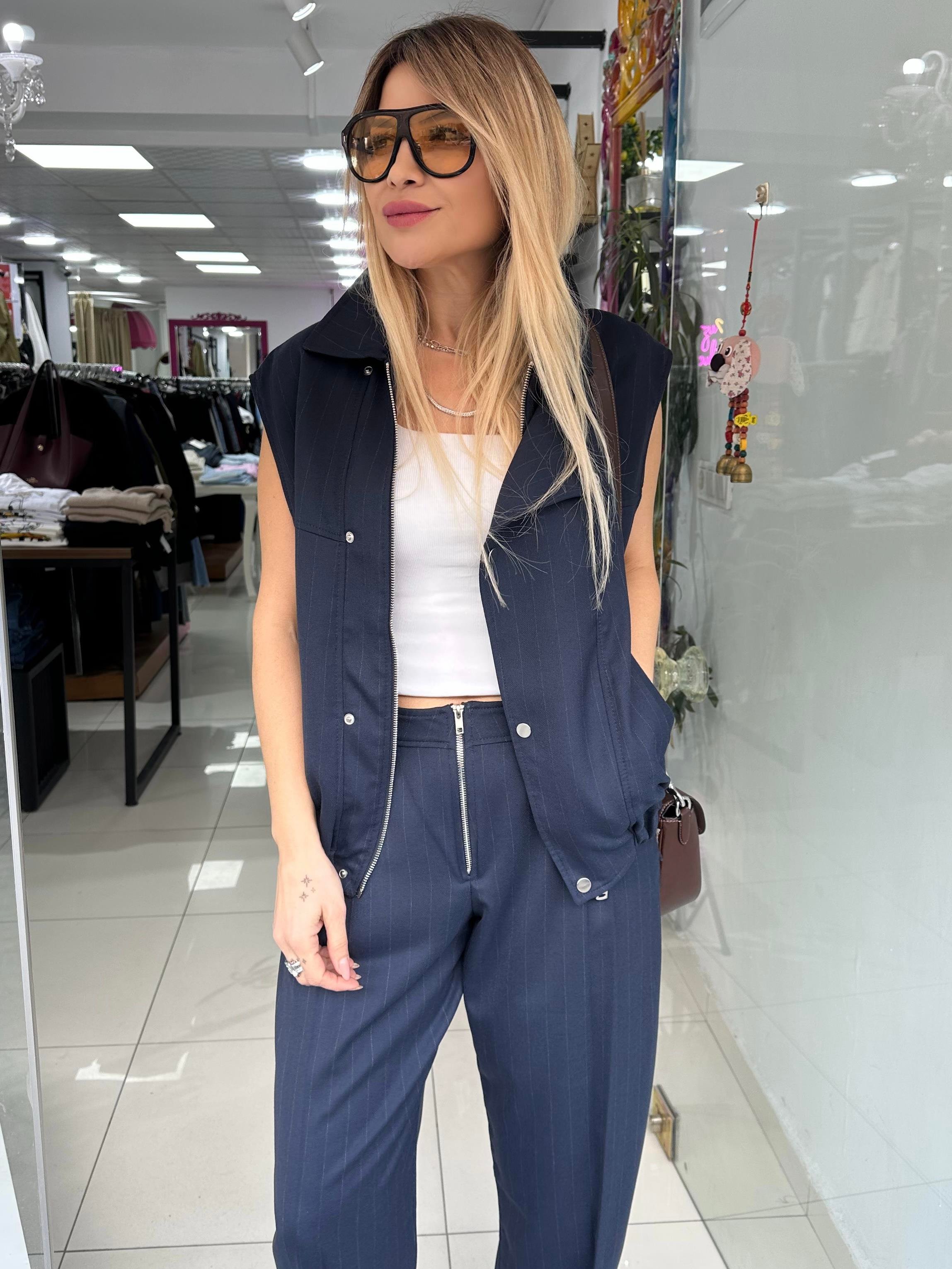 Lacivert Bomber Yelek Pantolon Takım
