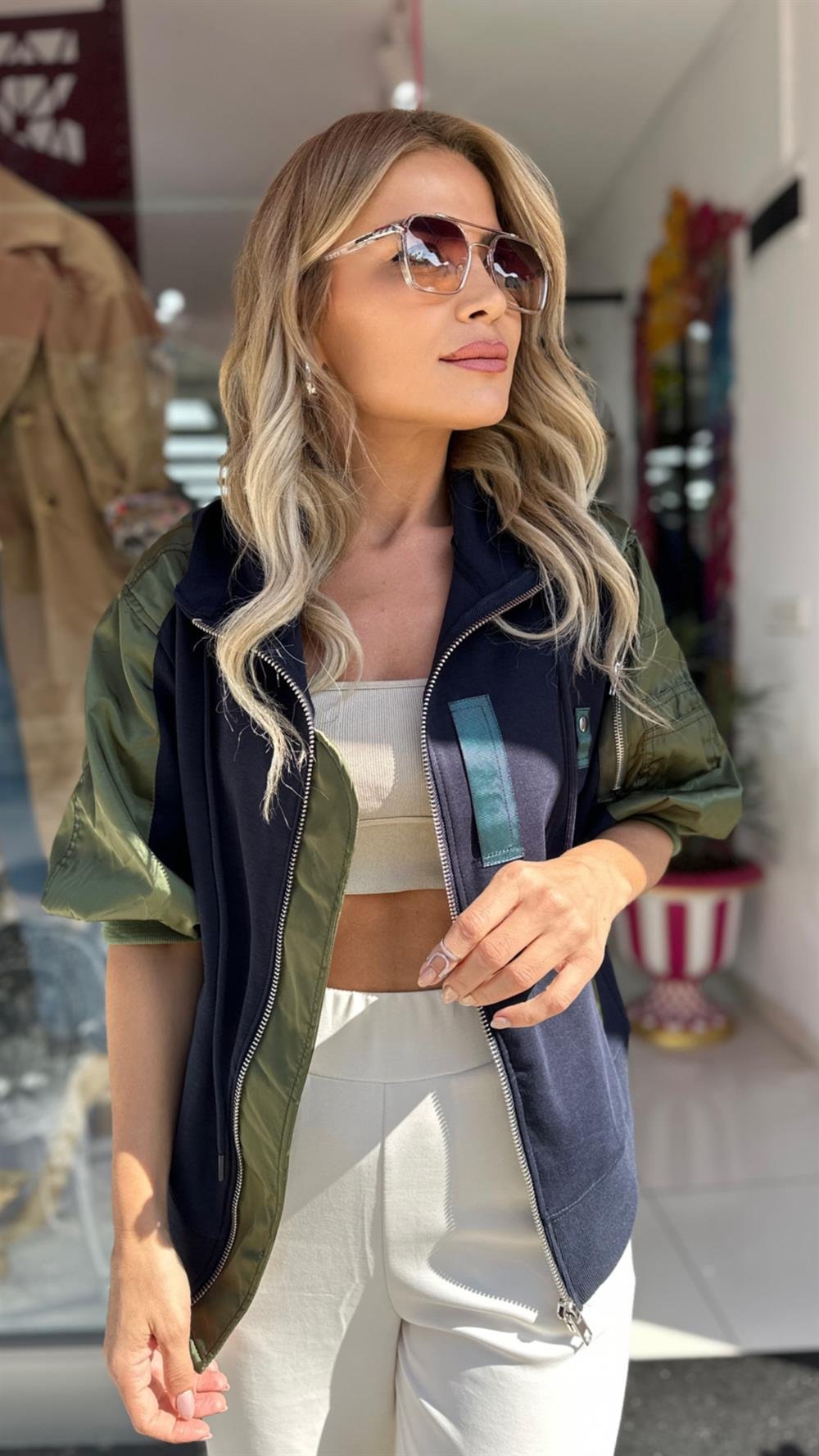 Lacivert Detaylı Mix Ceket 