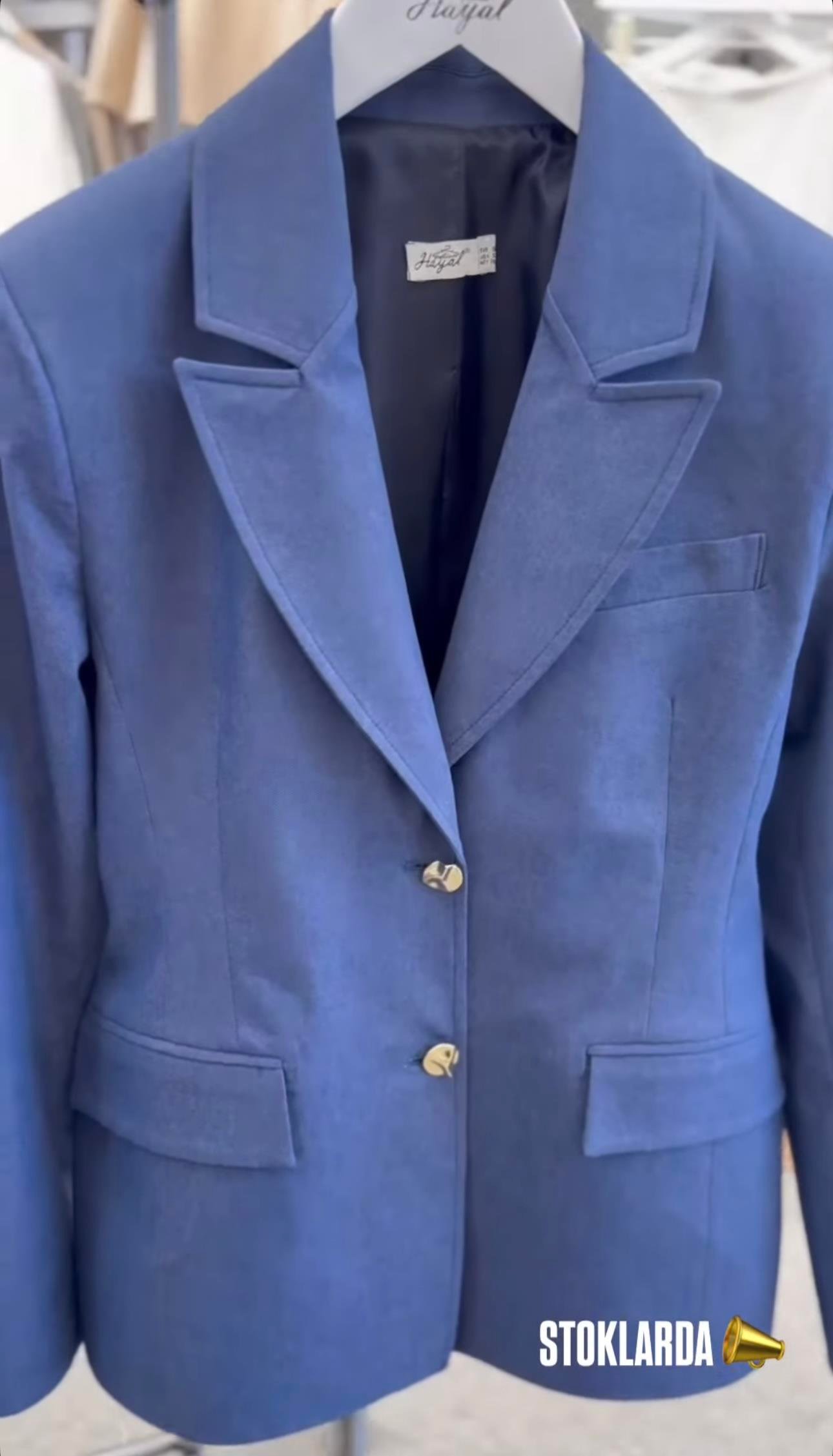 Lacivert Gold Düğmeli Slim Kalıp Blazer