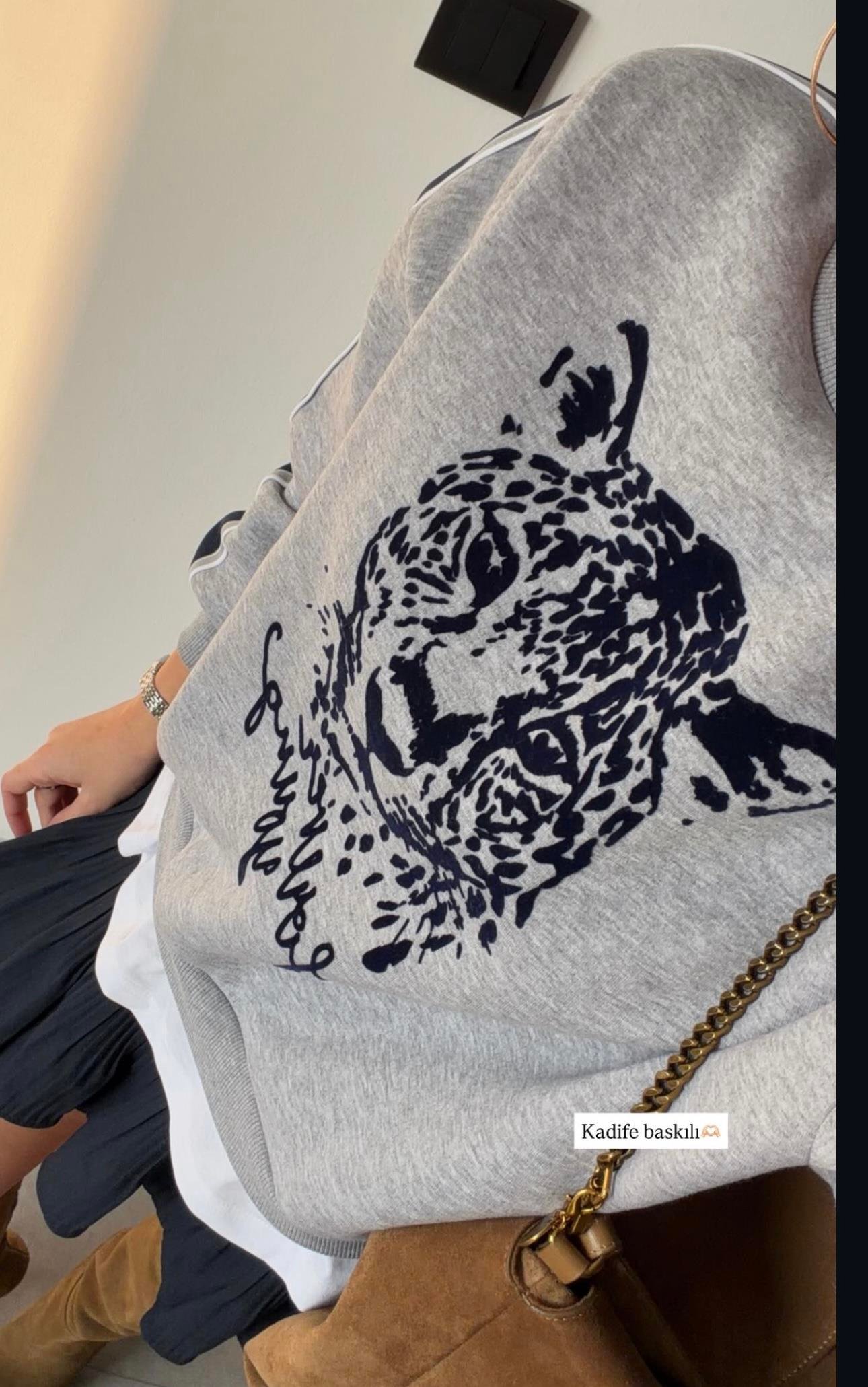 Lacivert Gri Baskılı Sweat 