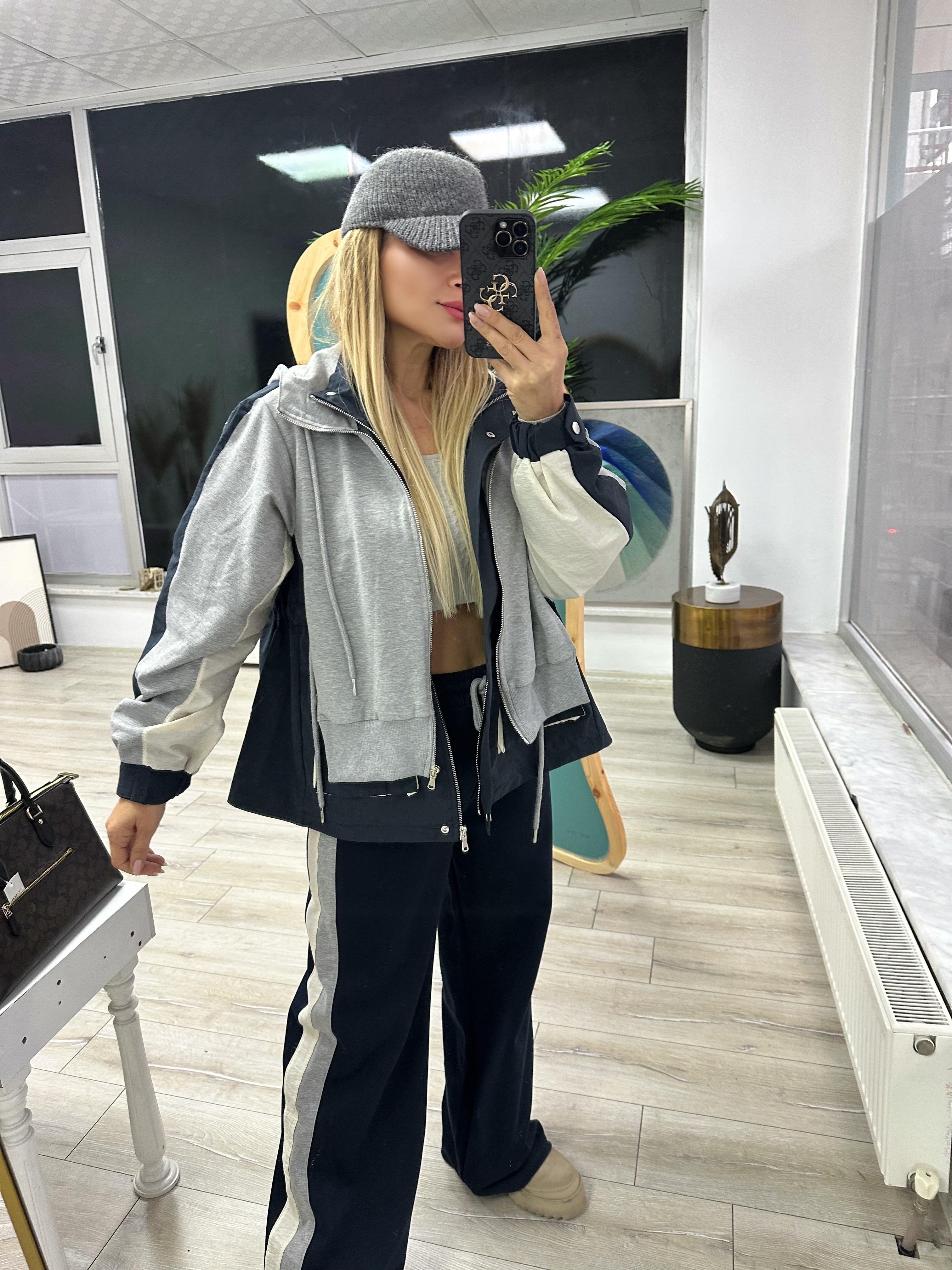 Lacivert Gri Paraşüt Geçişli Tasarım Takım