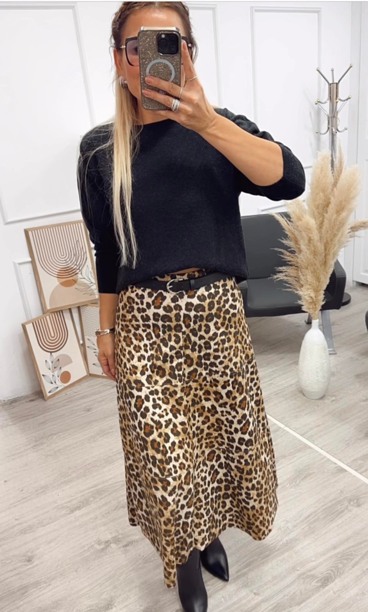 Leopar Desenli Nubuk Etek