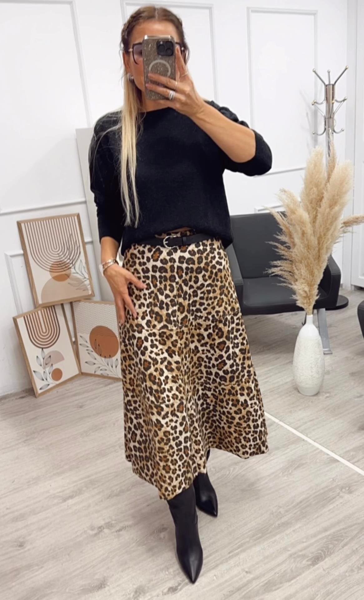 Leopar Desenli Nubuk Etek