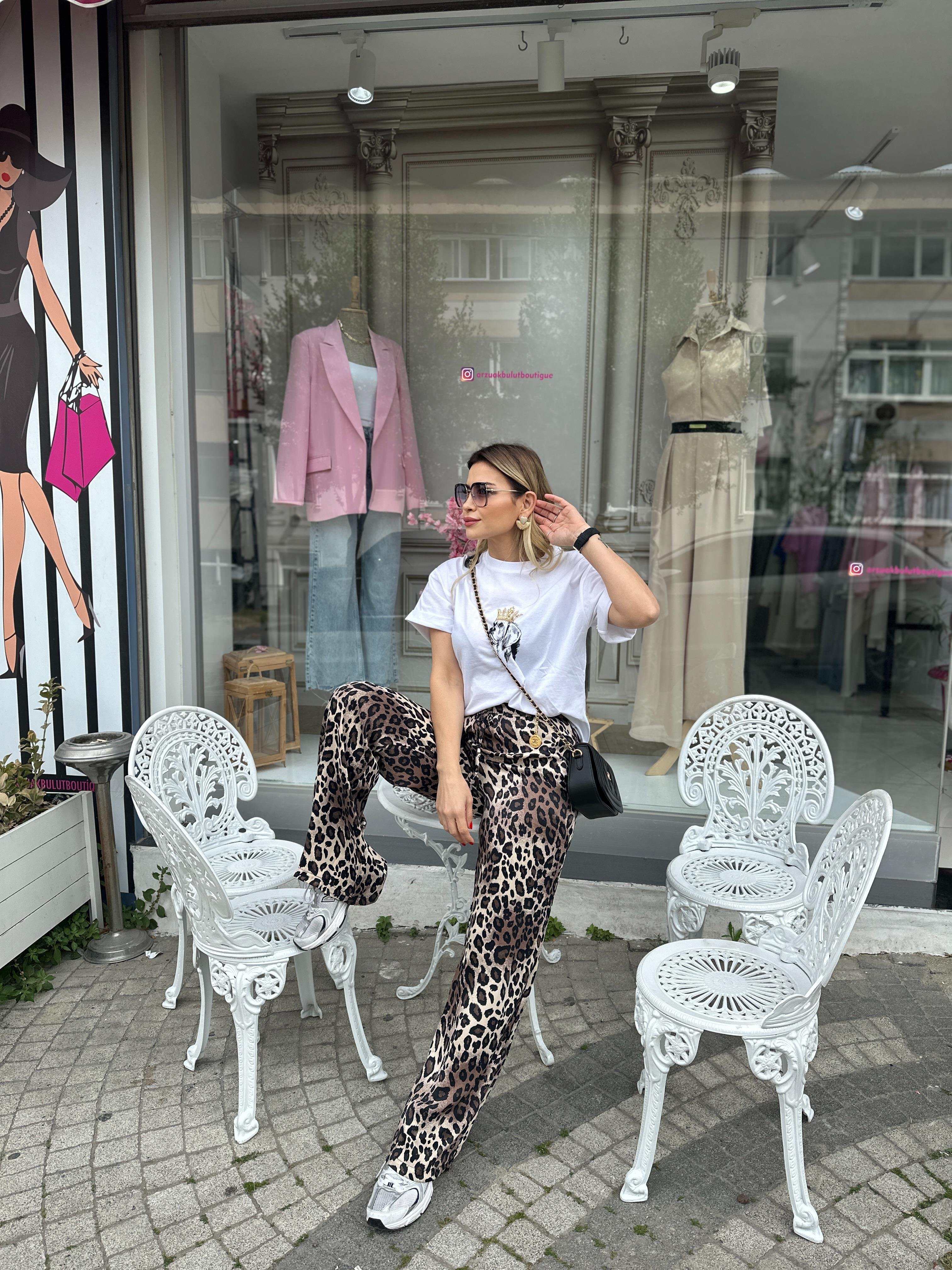 Leopar Desenli Pantolon 
