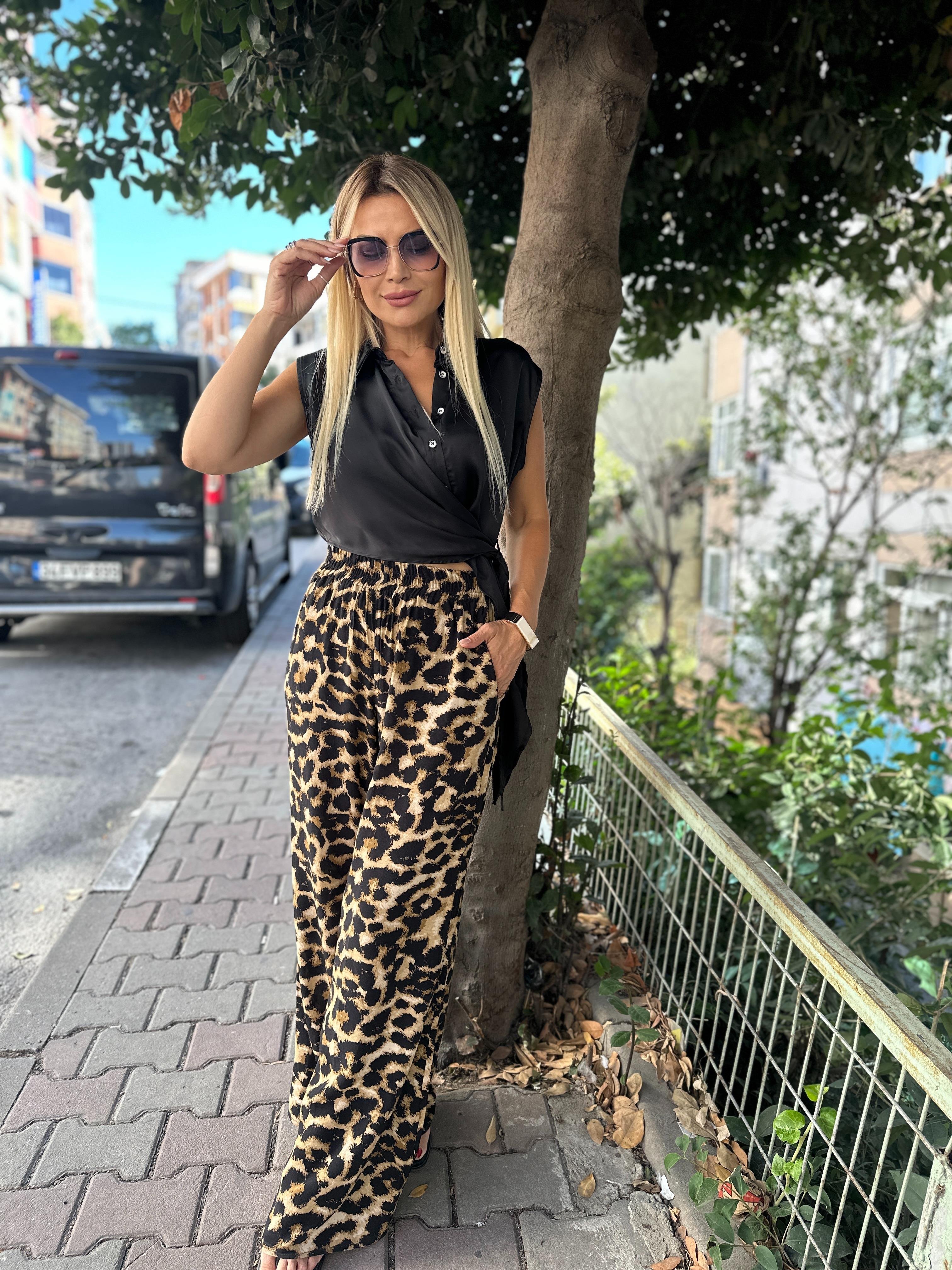 Leopar Desenli Pantolon