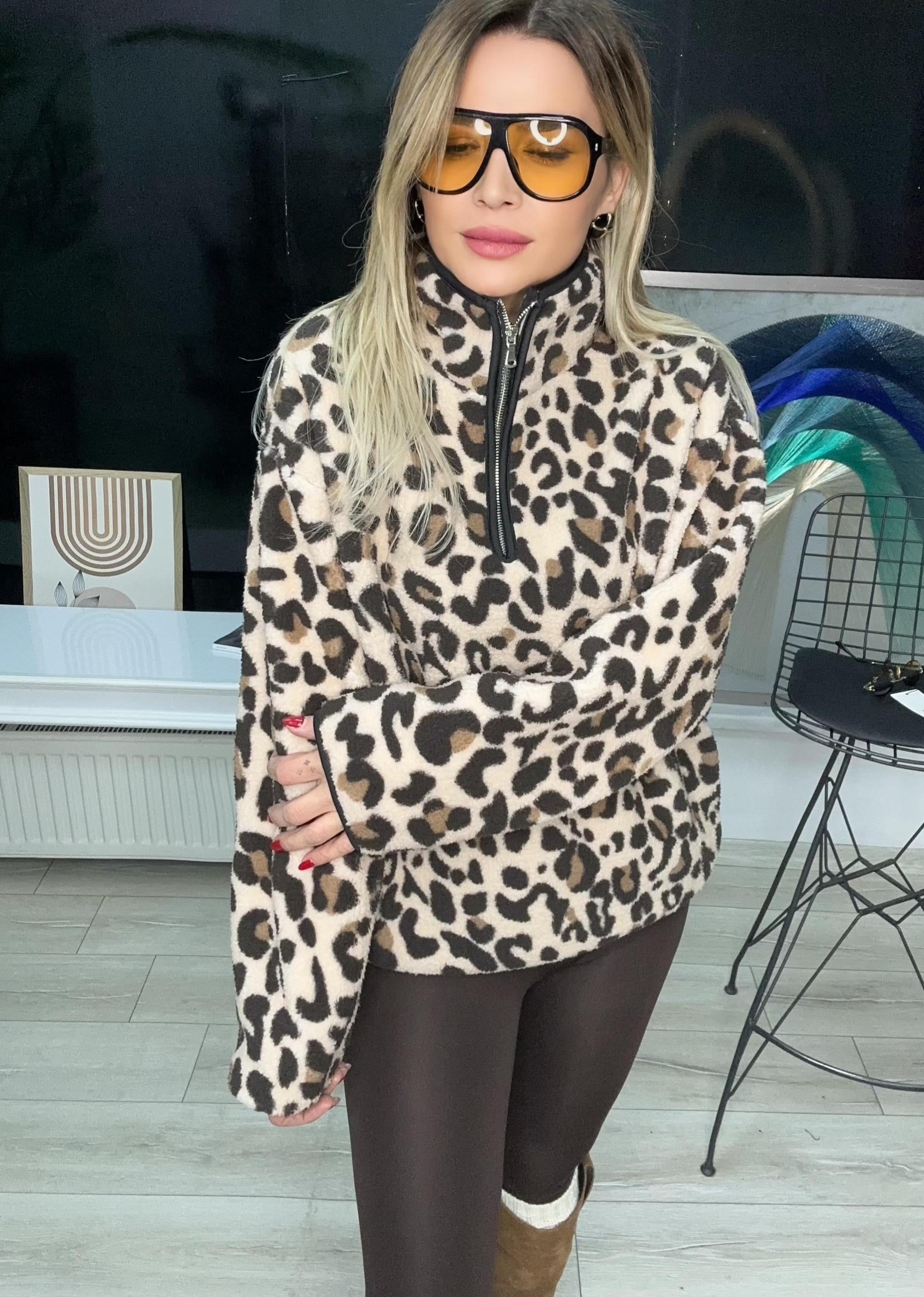 Leopar Desenli Polar Sweat