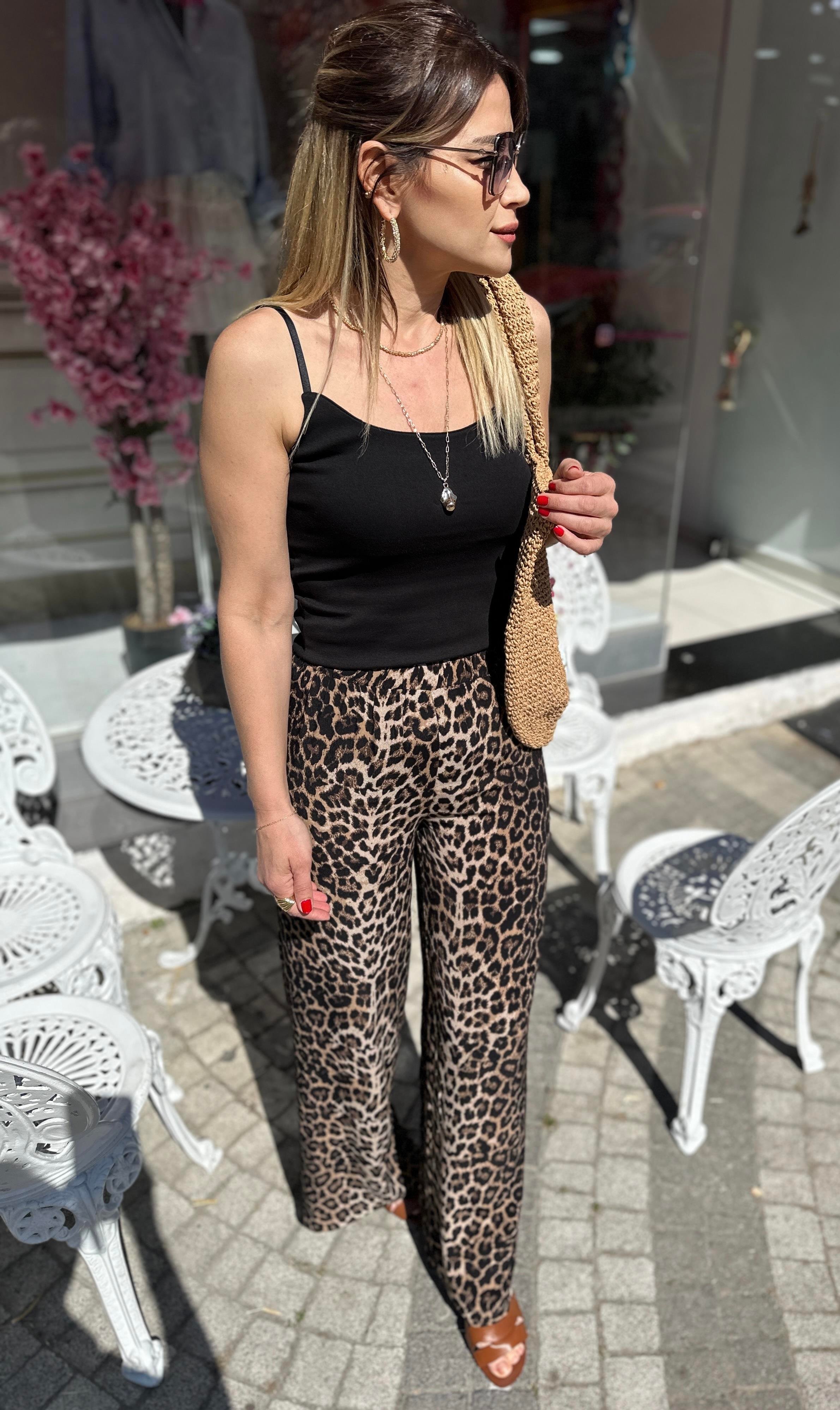 Leopar Palazzo Pantolon