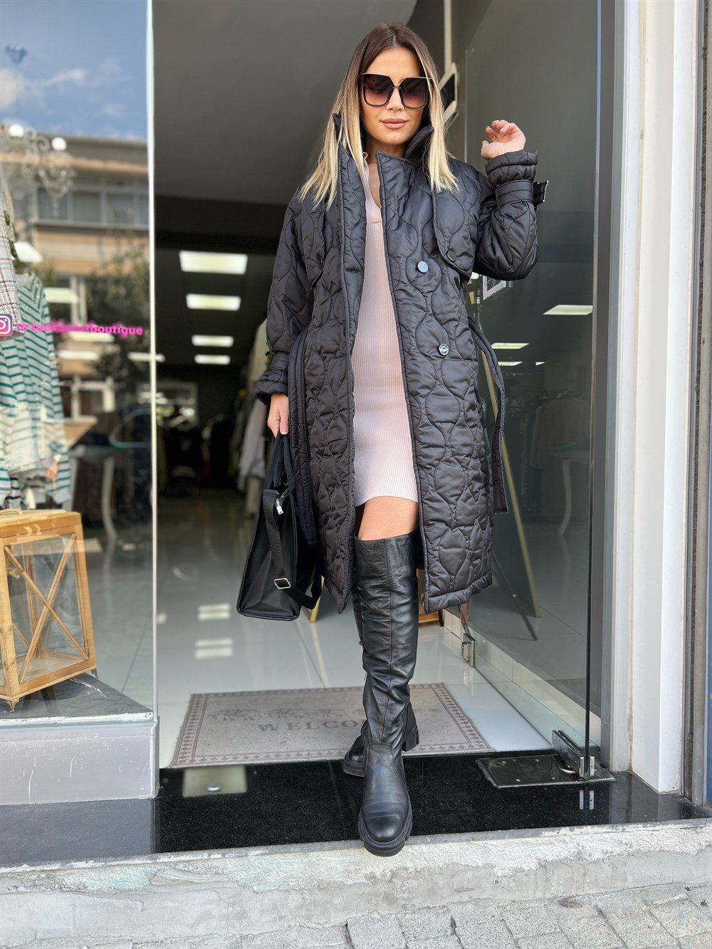 LF Siyah Uzun Şişme Mont