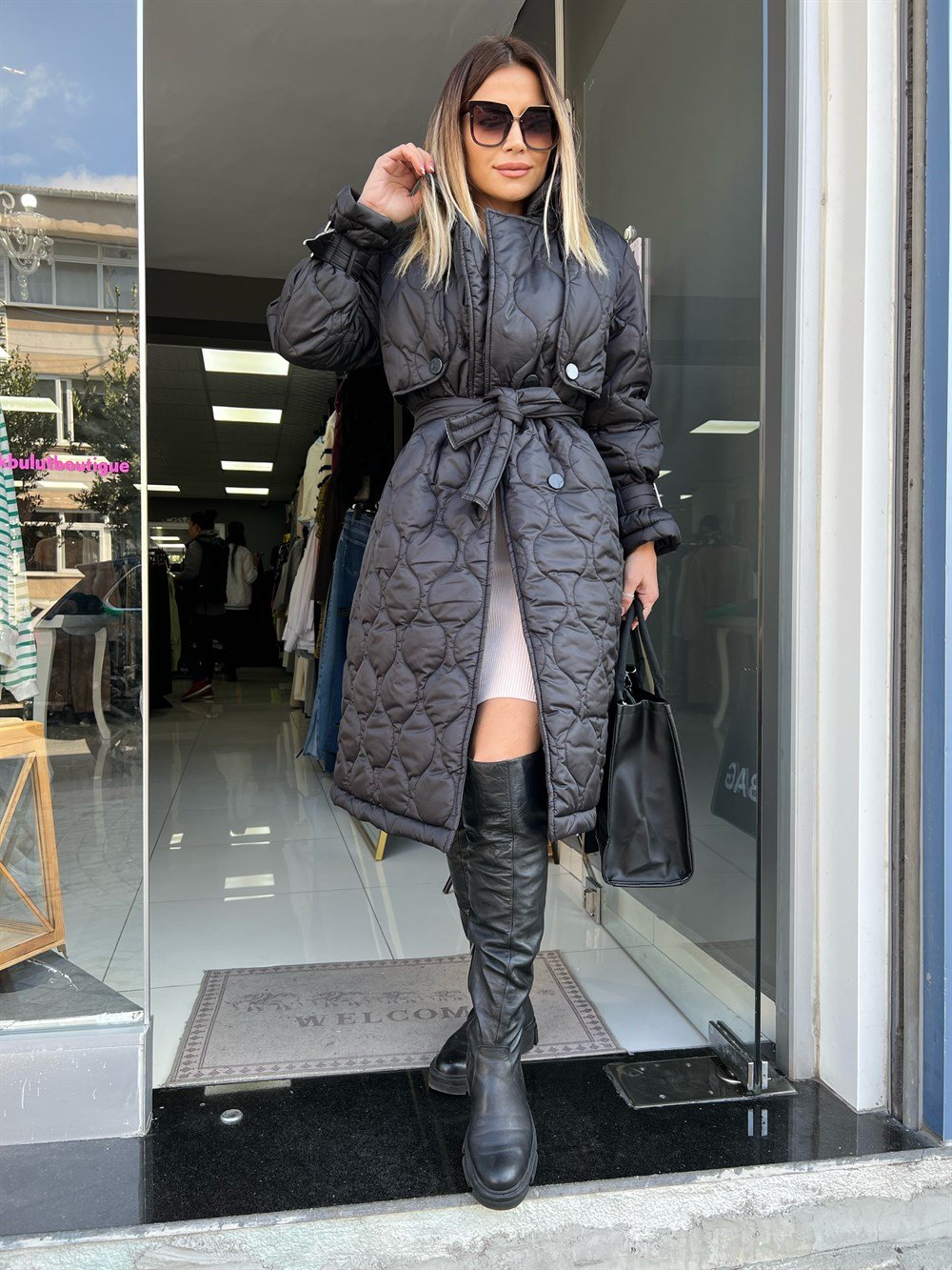 LF Siyah Uzun Şişme Mont