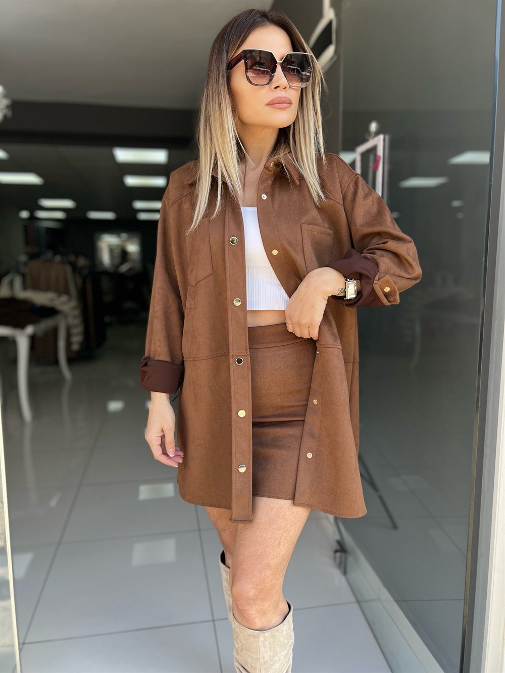 LF Taba Nubuk Gömlek Ceket