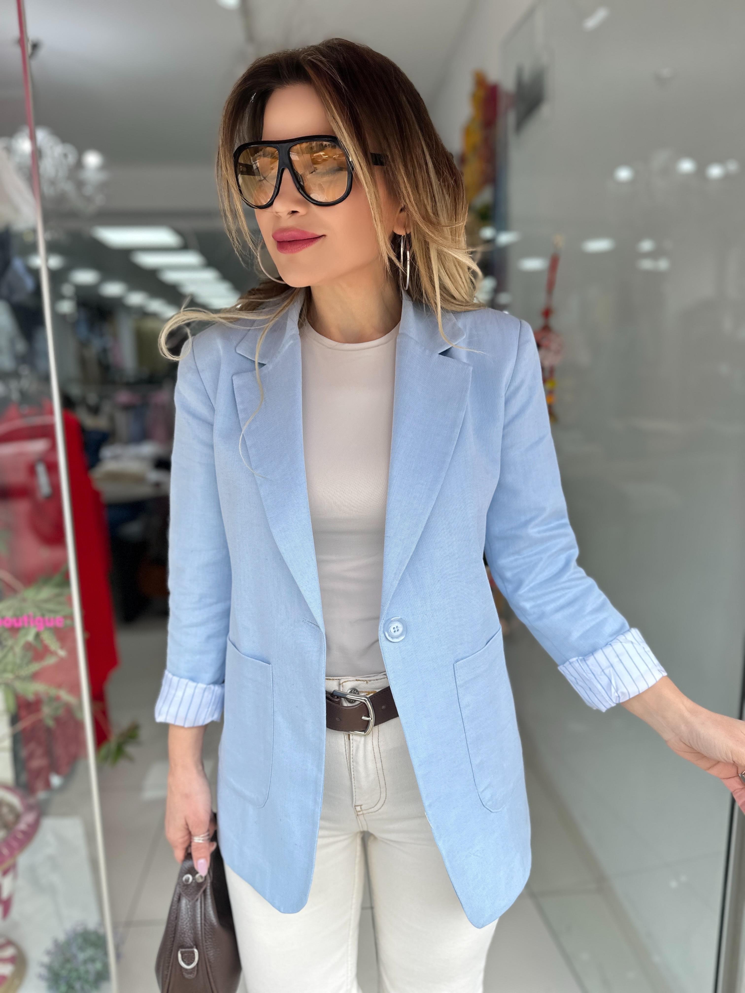Mavi Astarlı Blazer