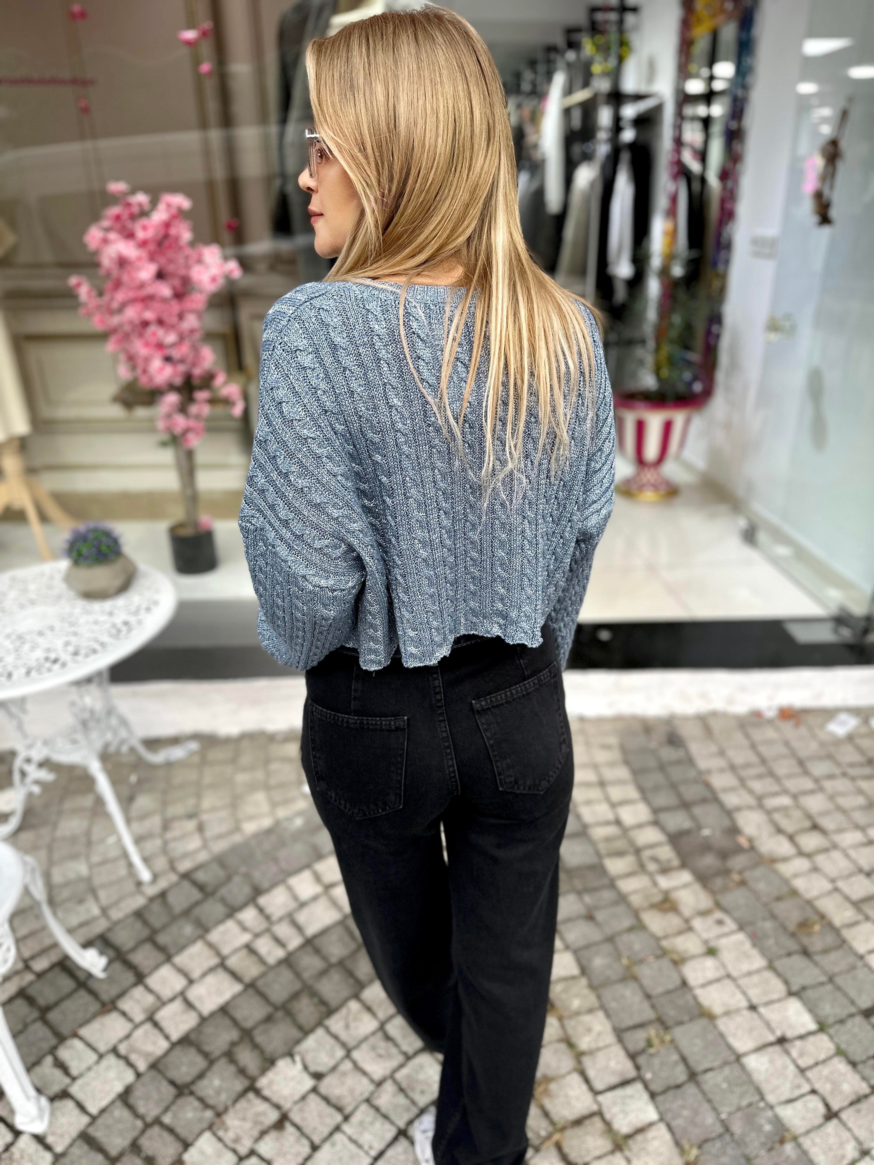 Mavi Garnili Wideleg Siyah Pantolon 