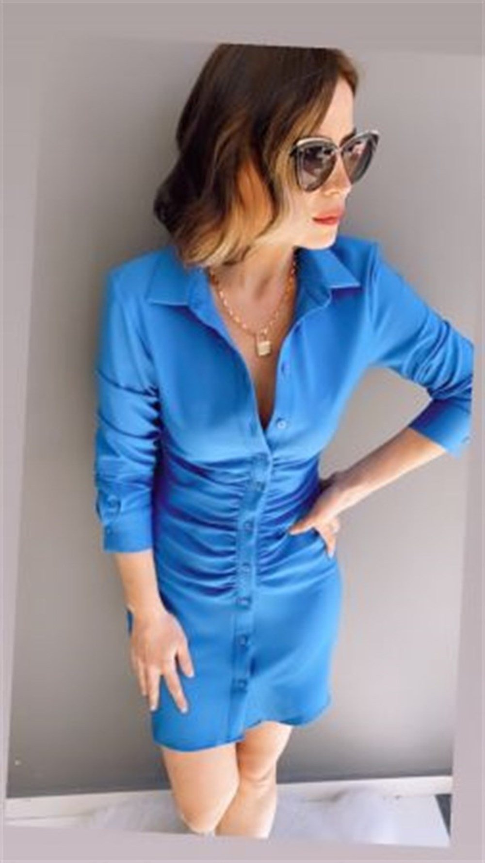 MAVİ GÖMLEK ELBİSE