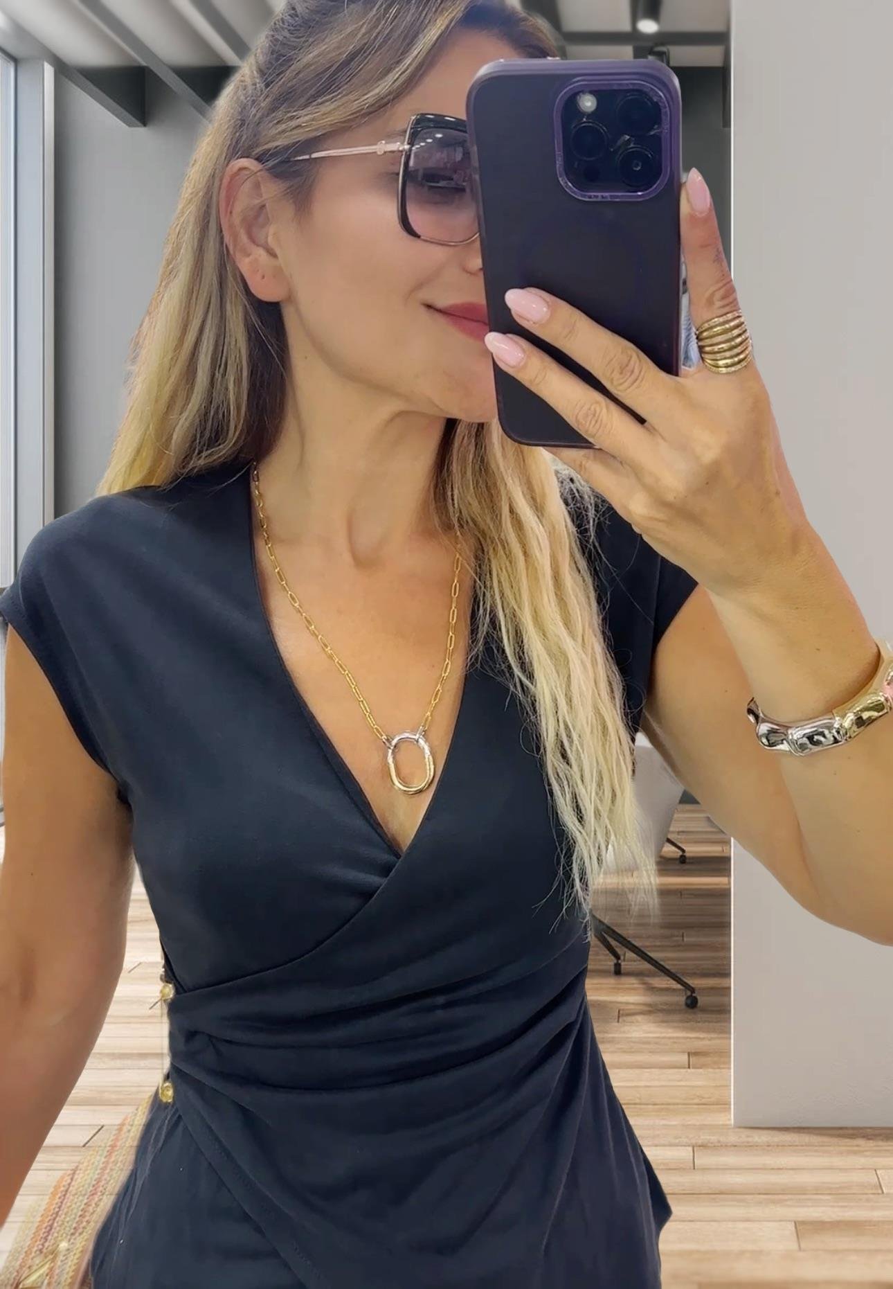 Modal Kumaş Yan Tokalı Örme Bluz Pantolon Takım