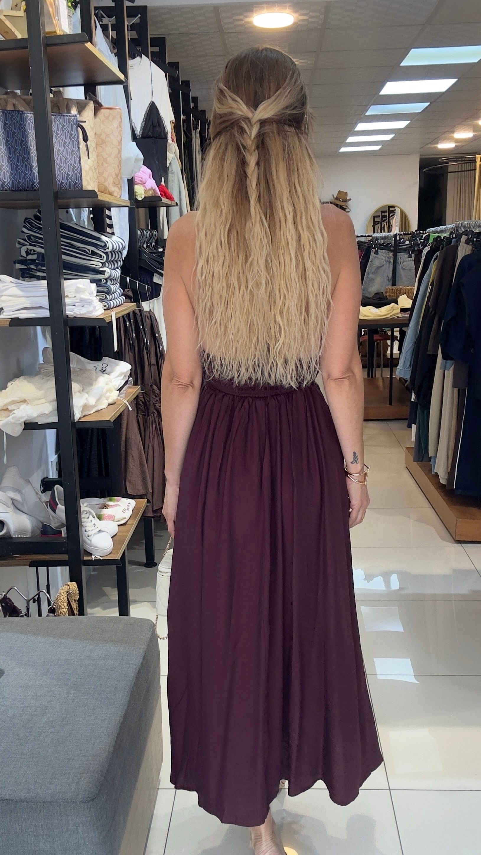 Mürdüm Gold Tokalı Elbise