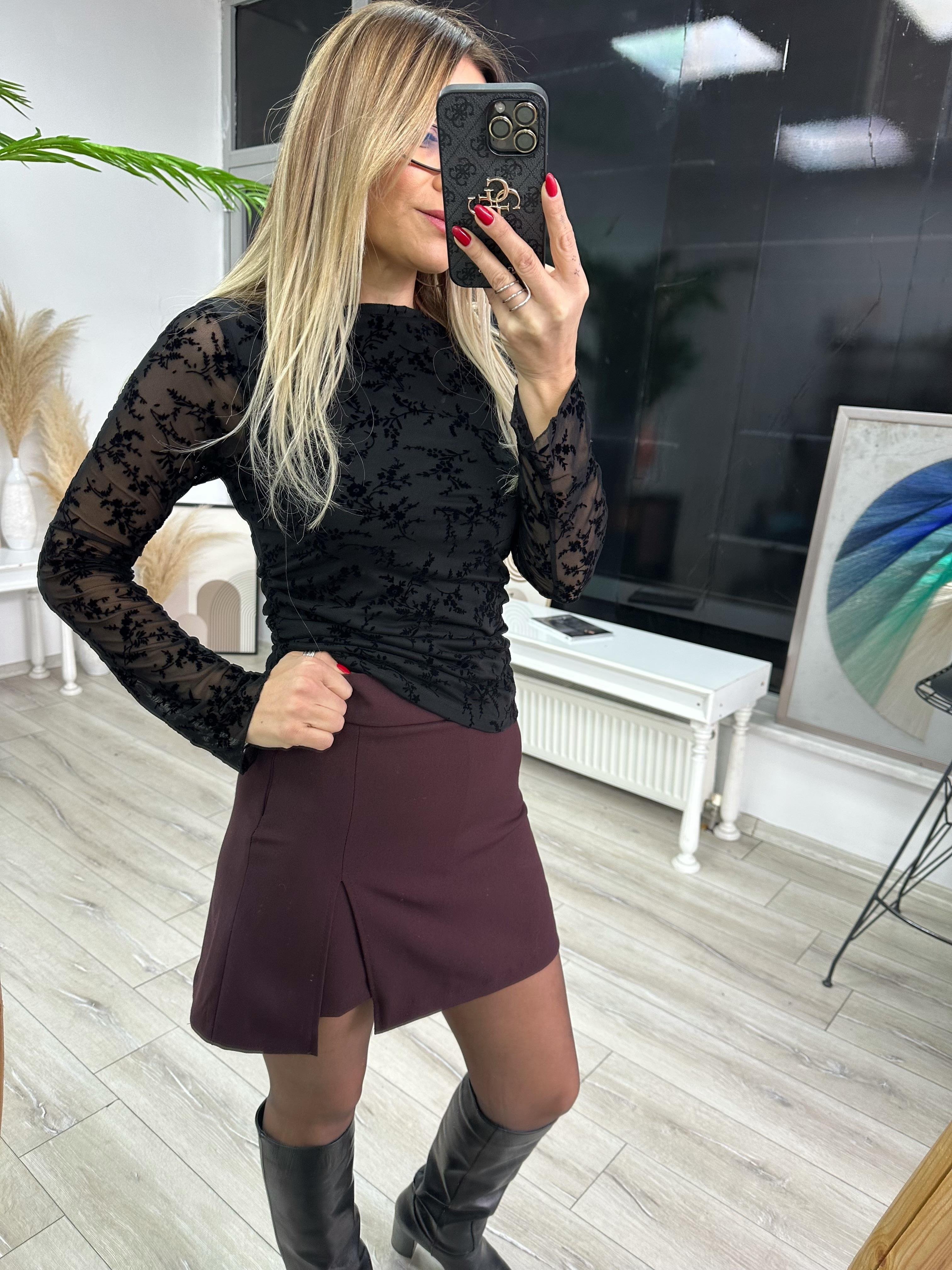 Mürdüm İçi Şortlu Etek 
