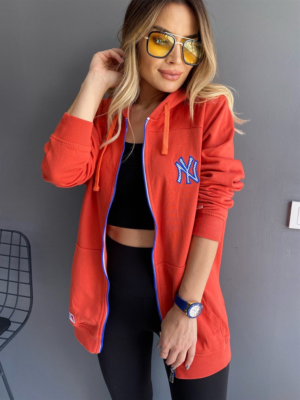NWE Mavi Fermuarlı Sweat