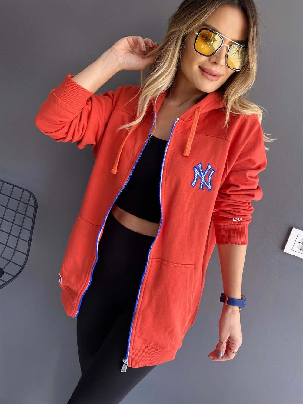 NWE Mavi Fermuarlı Sweat