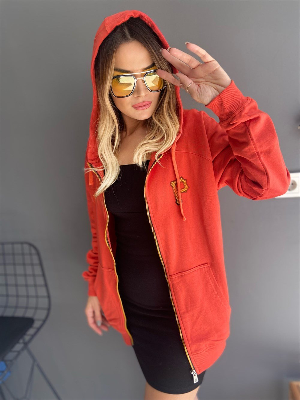 NWE Turuncu Fermuarlı Sweat