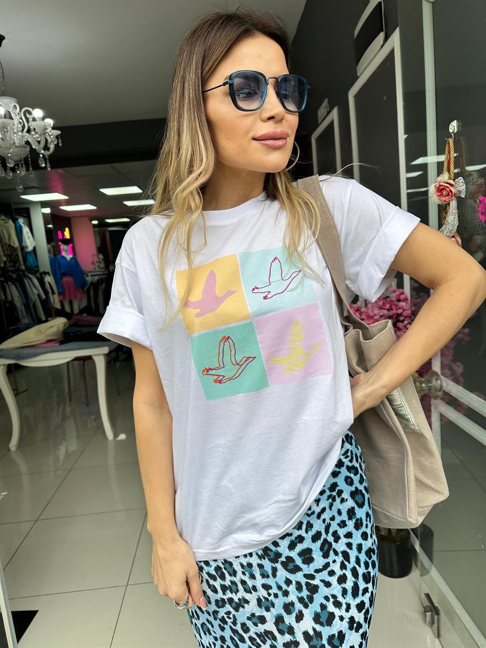 ORJ BY Beyaz Baskılı Tshirt
