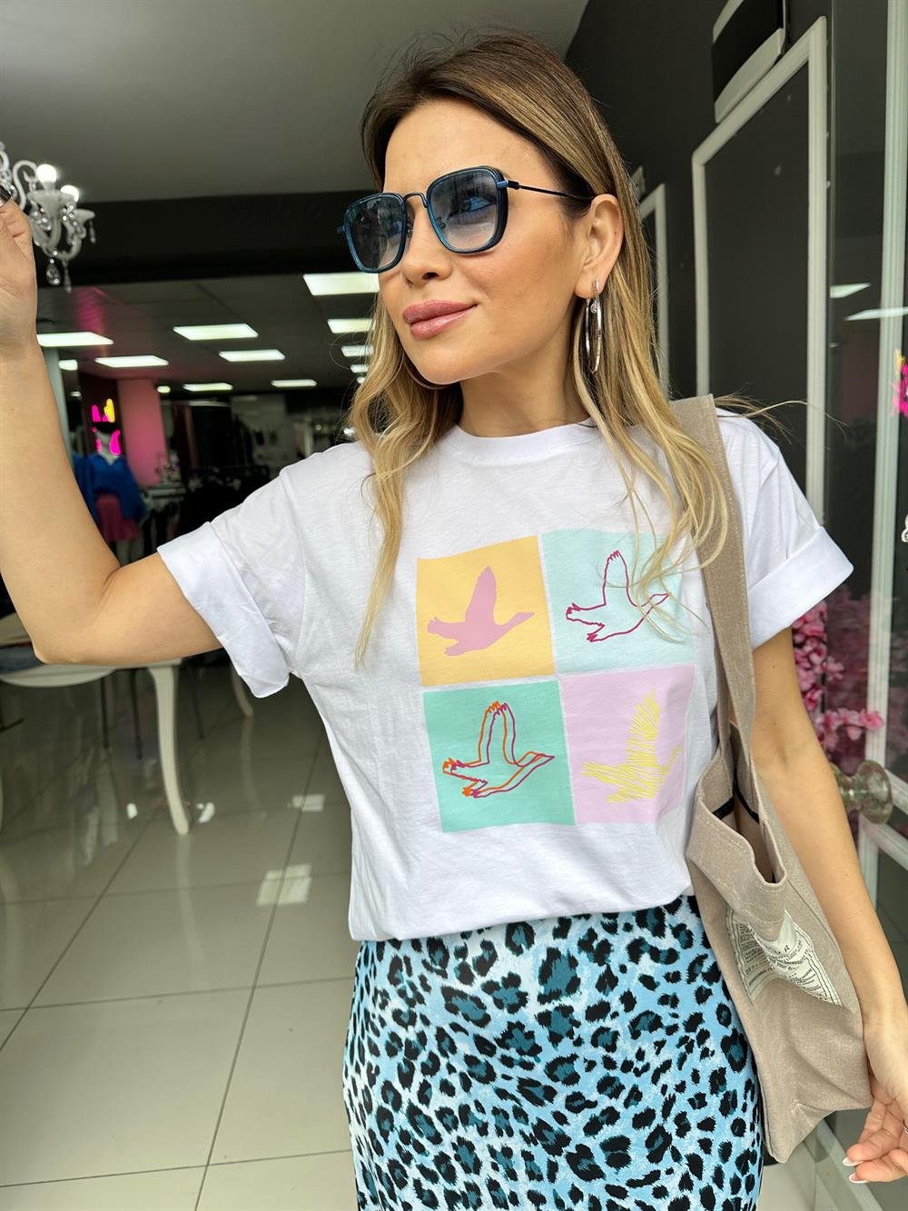 ORJ BY Beyaz Baskılı Tshirt